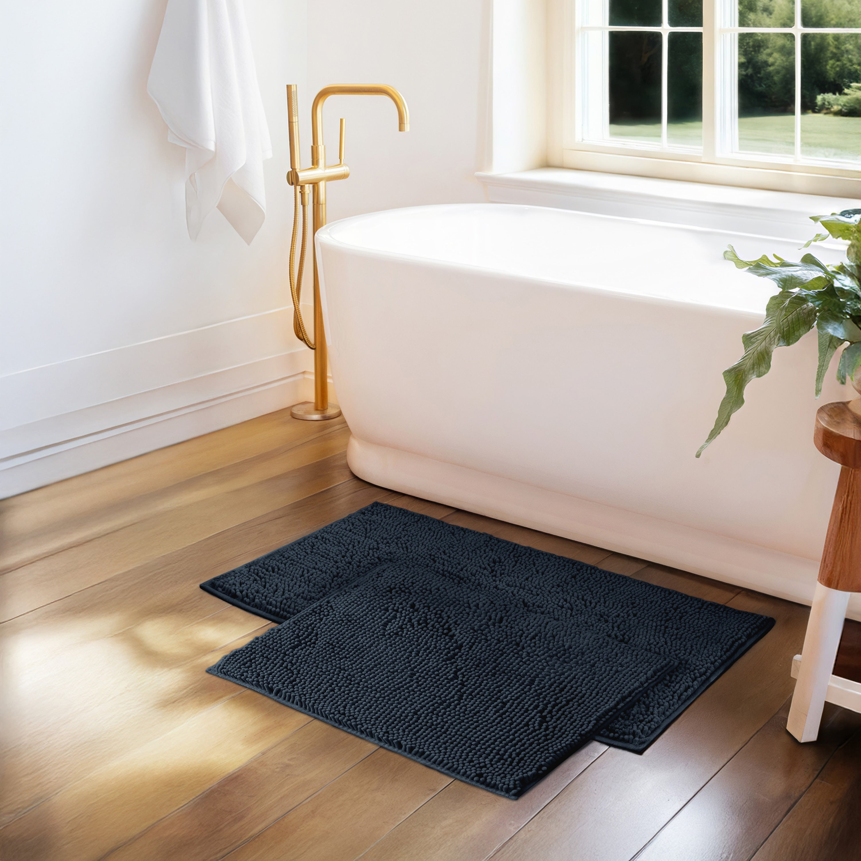 Ultra-Plush Bath Mat, Soft and Absorbent Chenille with Anti-Skid Rubber Backing