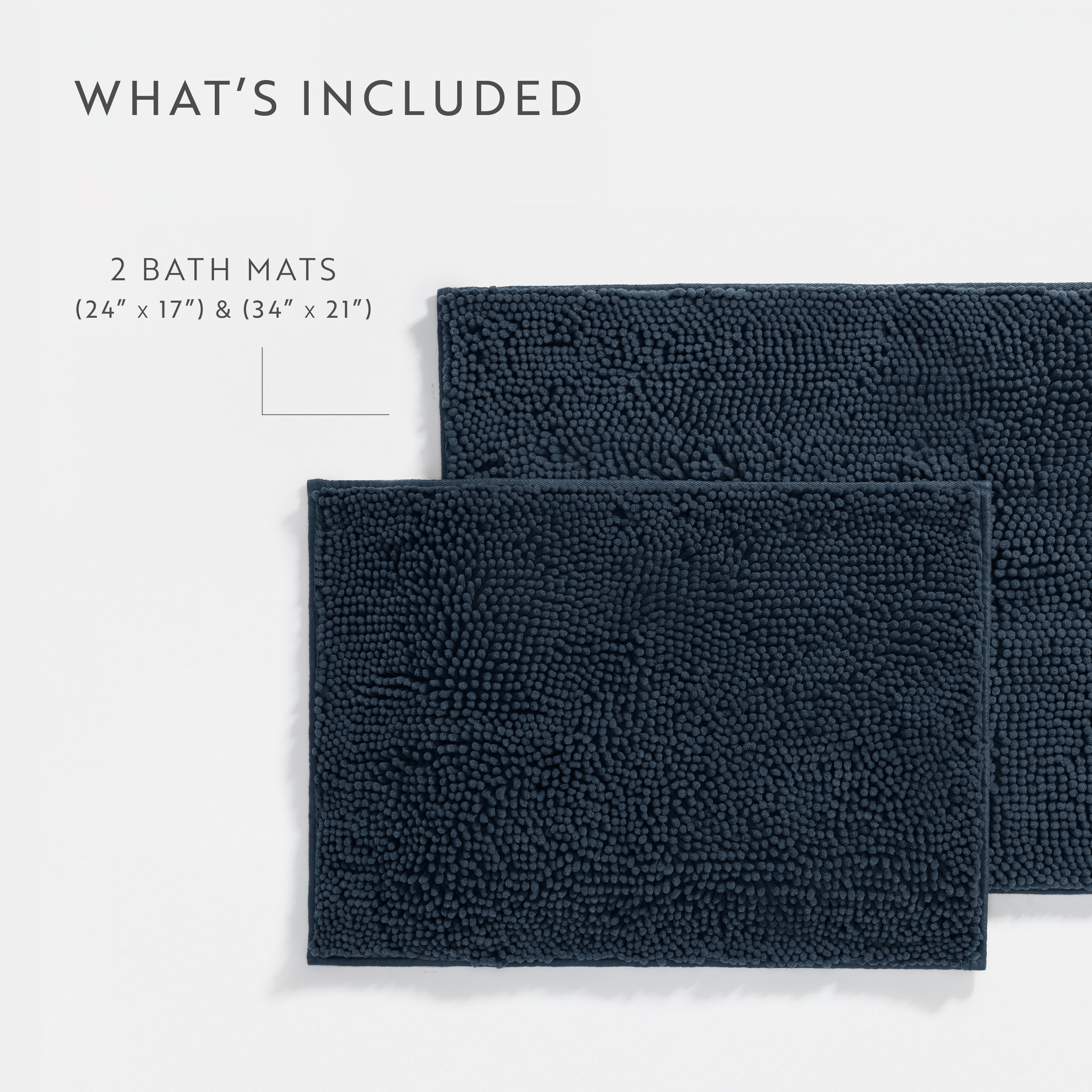 Ultra-Plush Bath Mat, Soft and Absorbent Chenille with Anti-Skid Rubber Backing