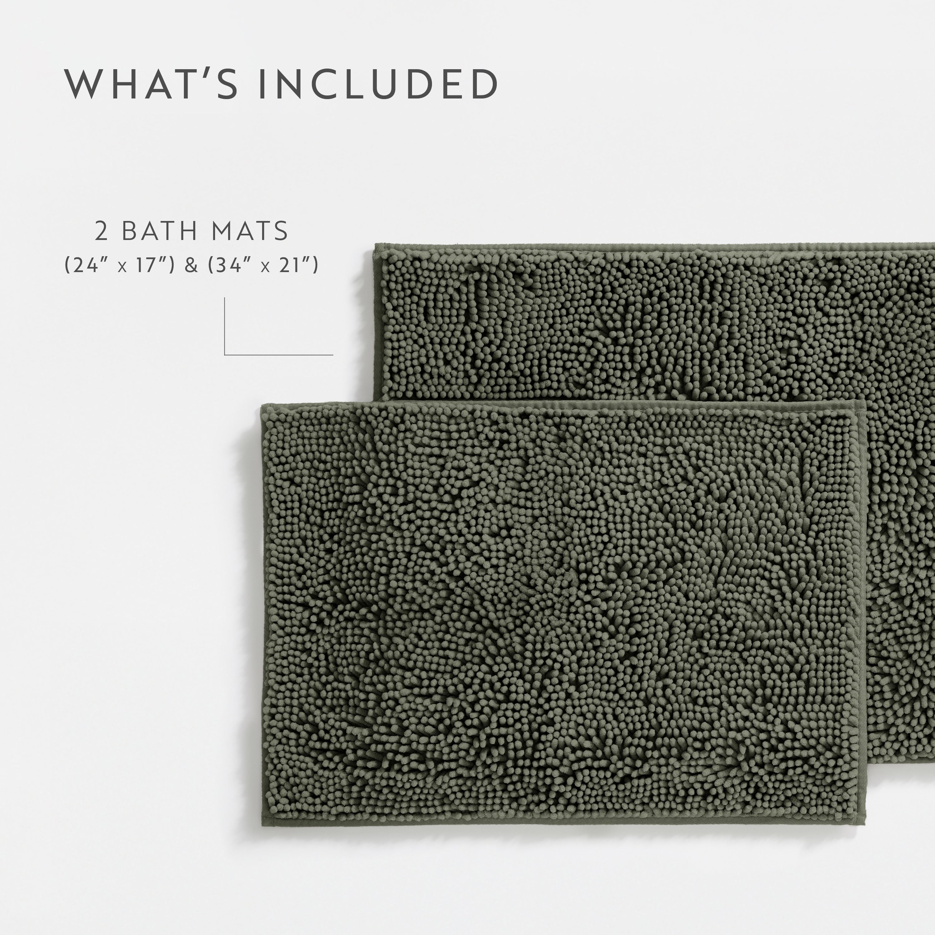 Ultra-Plush Bath Mat, Soft and Absorbent Chenille with Anti-Skid Rubber Backing