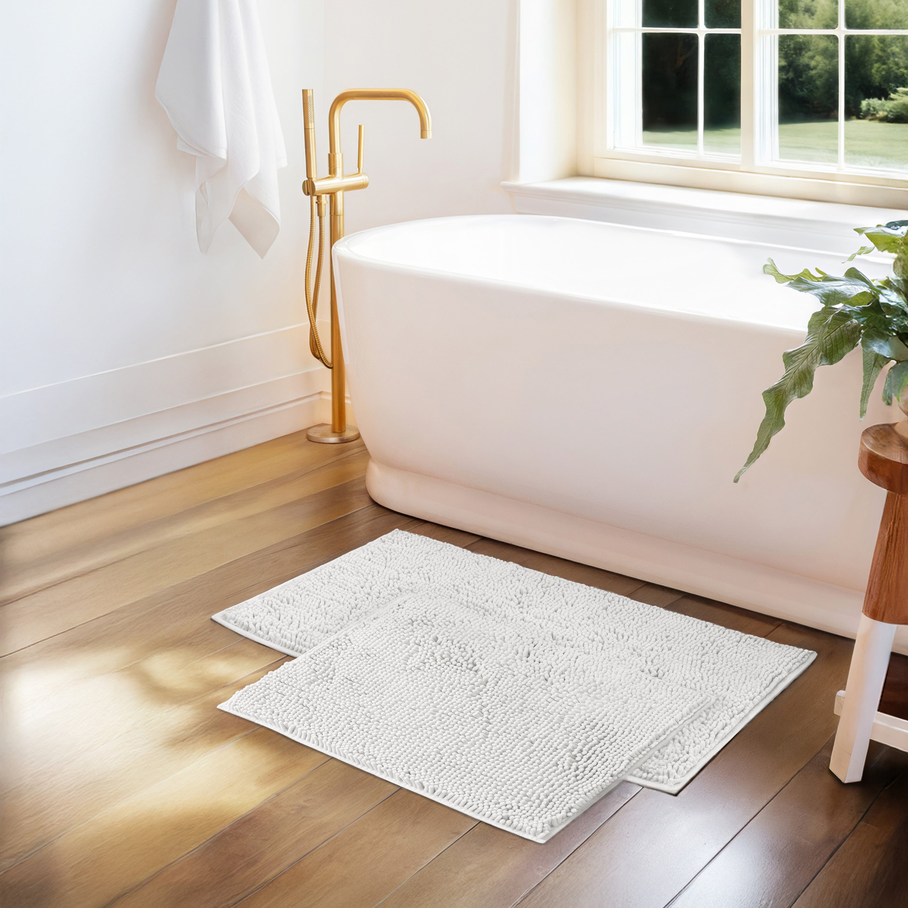 Ultra-Plush Bath Mat, Soft and Absorbent Chenille with Anti-Skid Rubber Backing