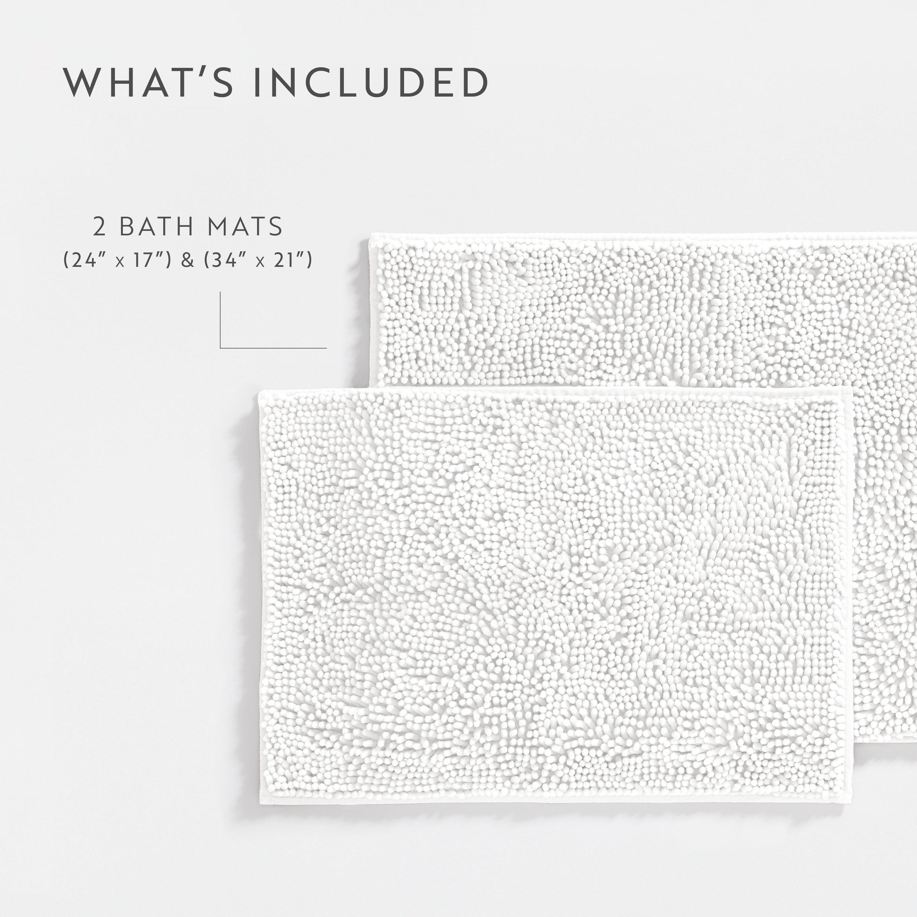 Ultra-Plush Bath Mat, Soft and Absorbent Chenille with Anti-Skid Rubber Backing