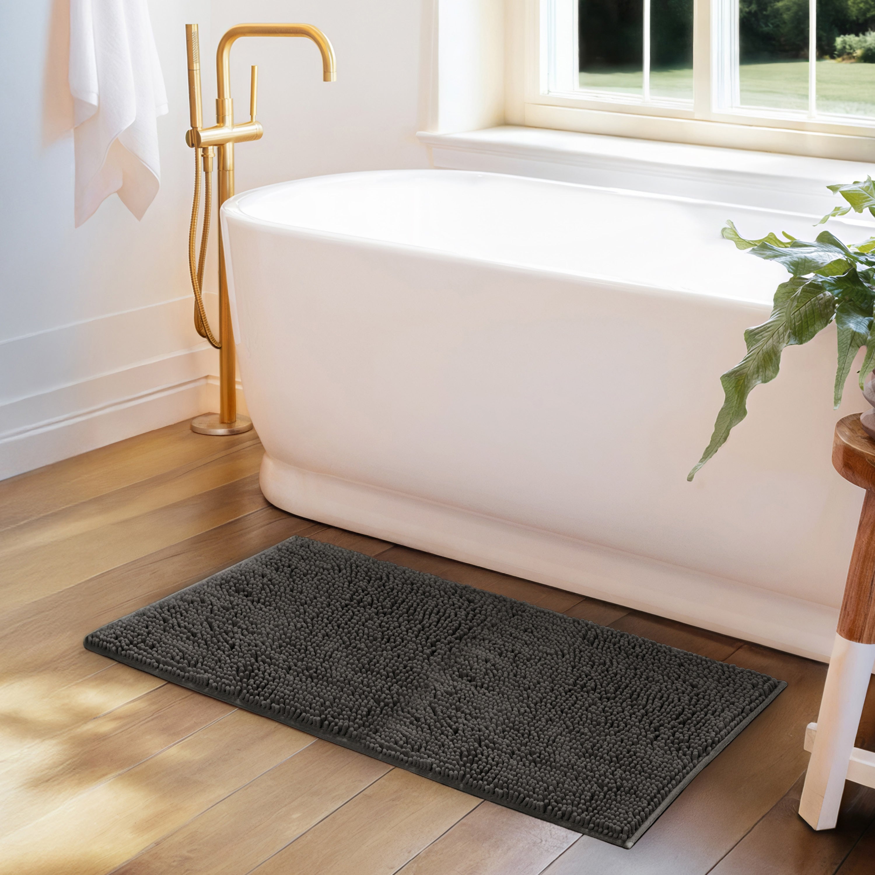 Ultra-Plush Bath Mat, Soft and Absorbent Chenille with Anti-Skid Rubber Backing