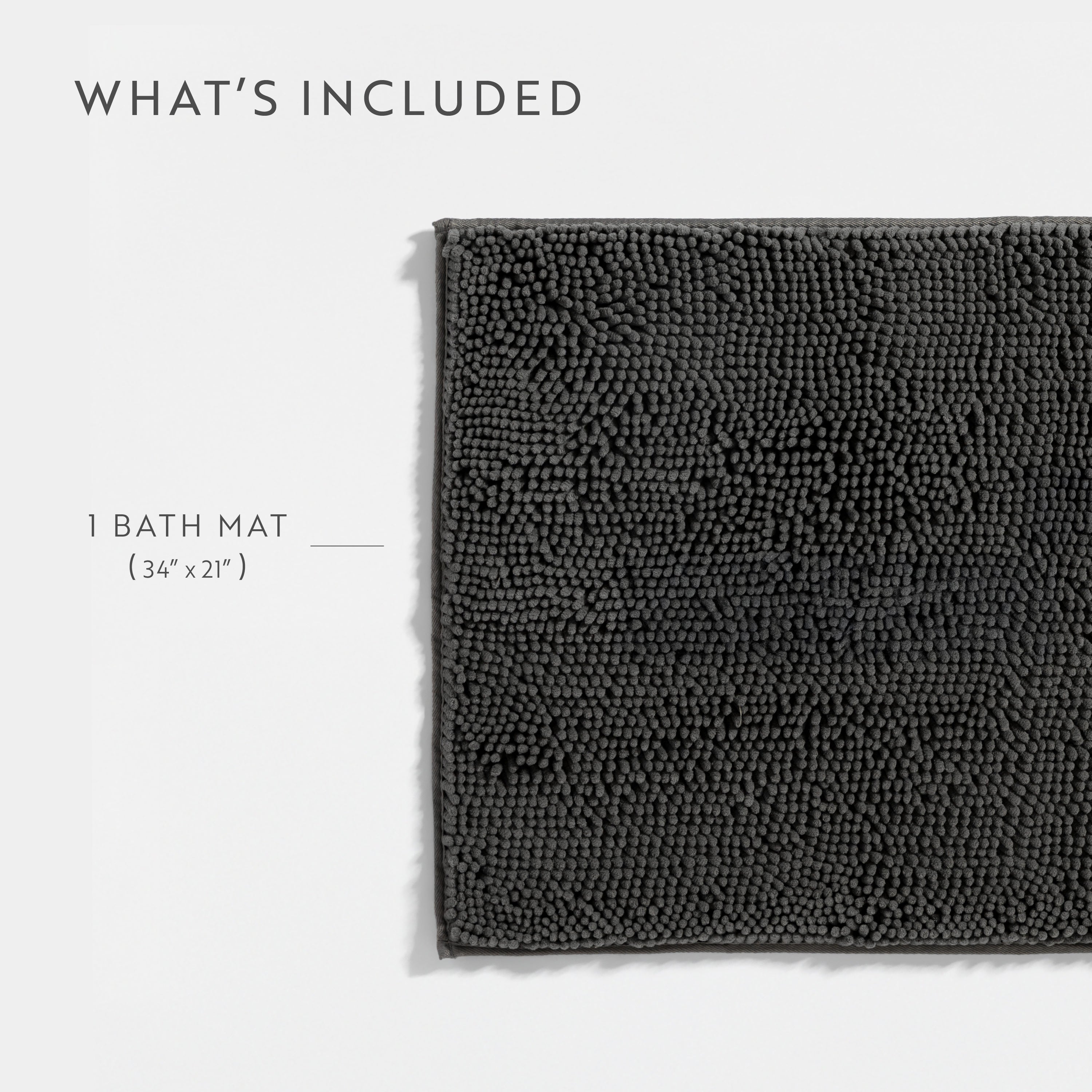 Ultra-Plush Bath Mat, Soft and Absorbent Chenille with Anti-Skid Rubber Backing