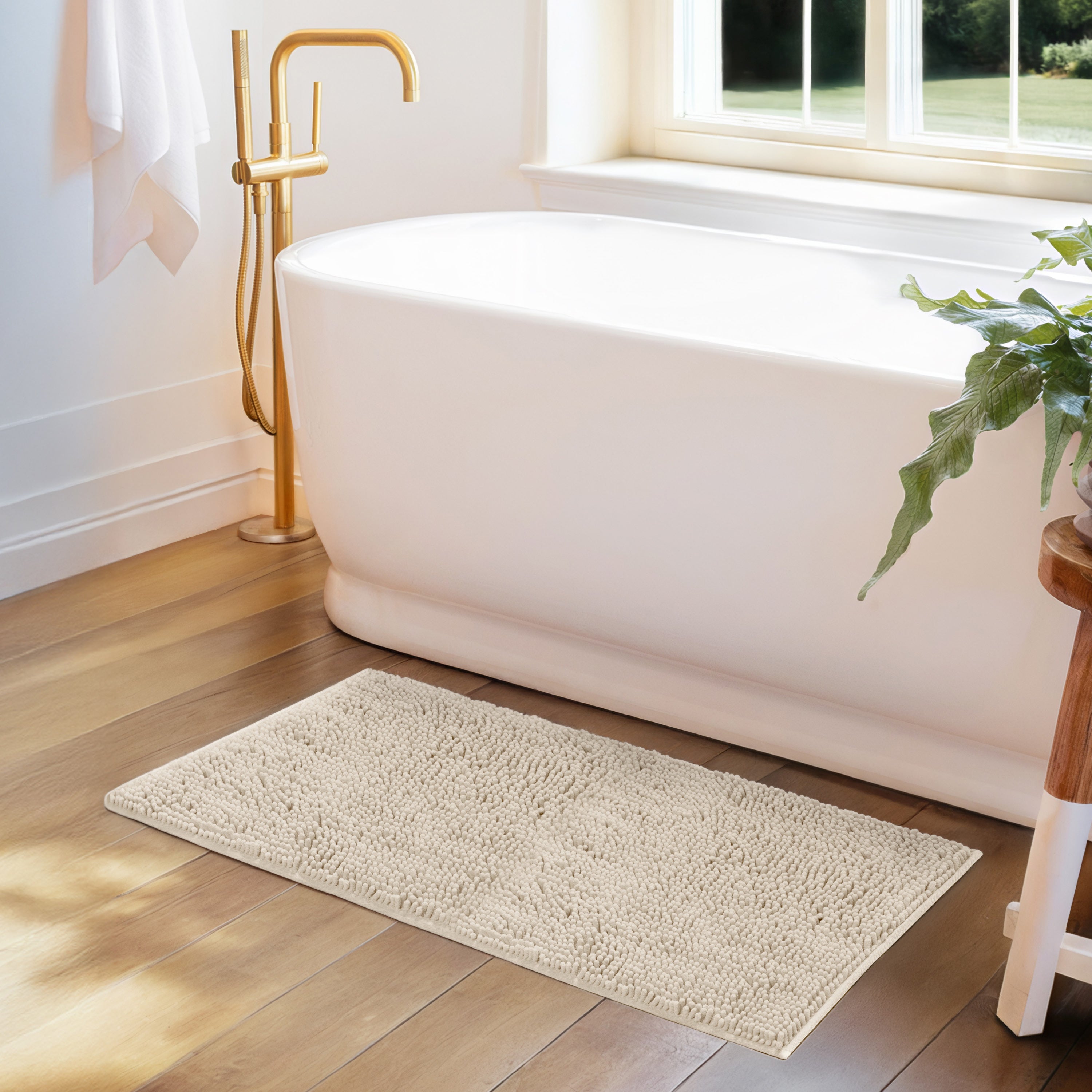 Ultra-Plush Bath Mat, Soft and Absorbent Chenille with Anti-Skid Rubber Backing