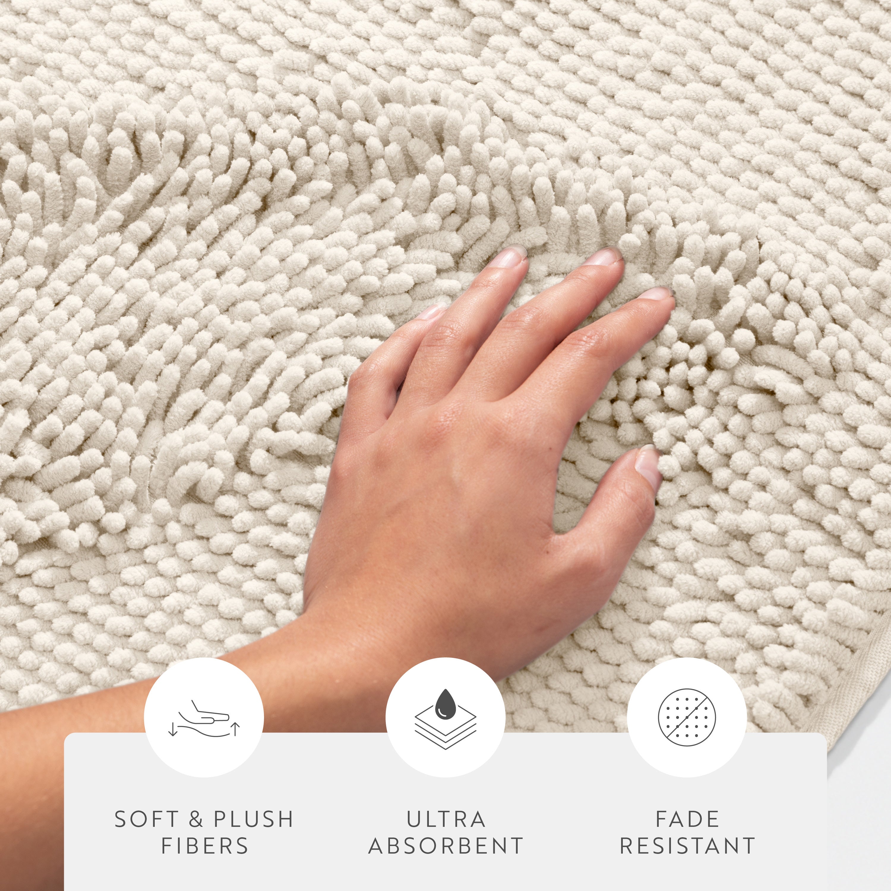 Ultra-Plush Bath Mat, Soft and Absorbent Chenille with Anti-Skid Rubber Backing
