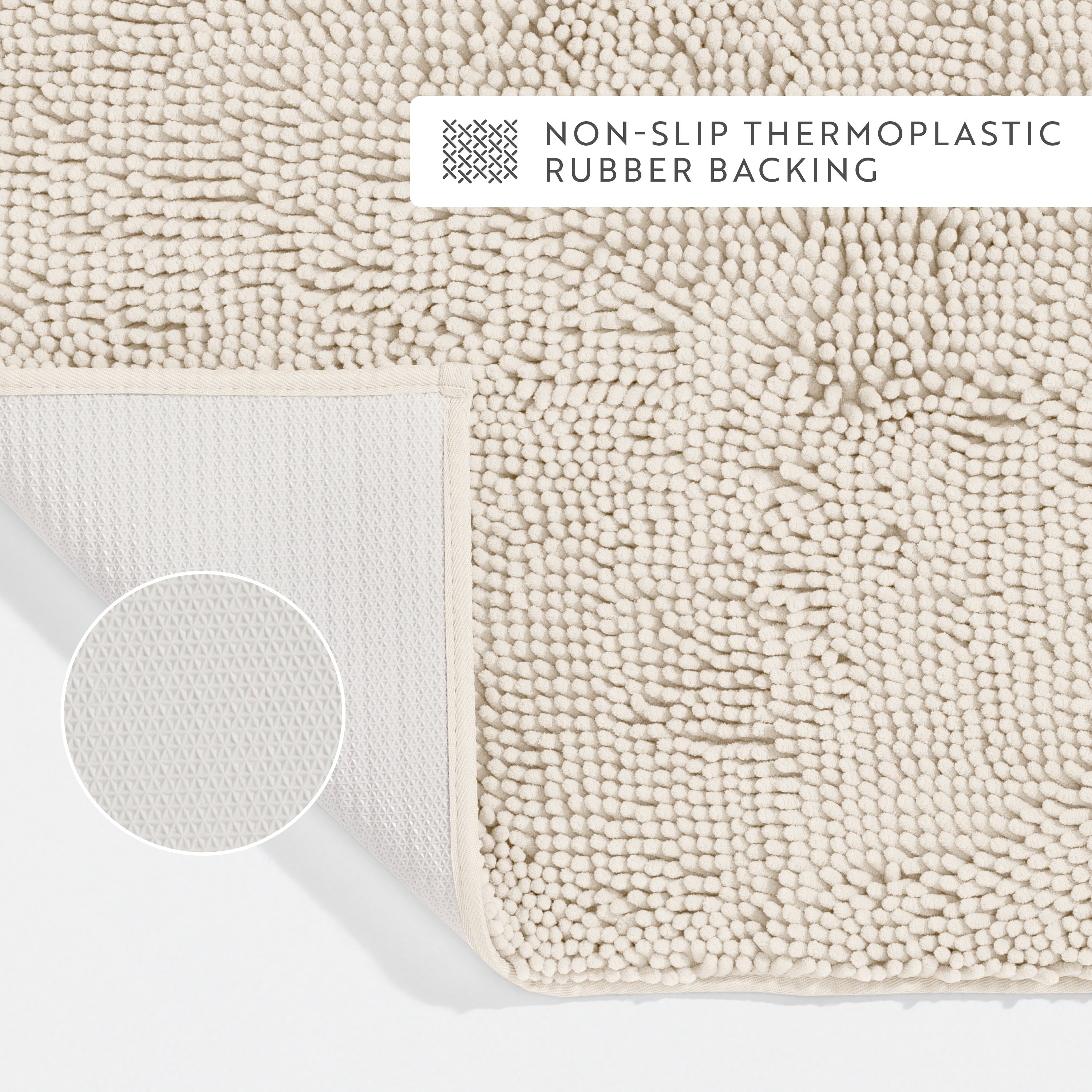 Ultra-Plush Bath Mat, Soft and Absorbent Chenille with Anti-Skid Rubber Backing