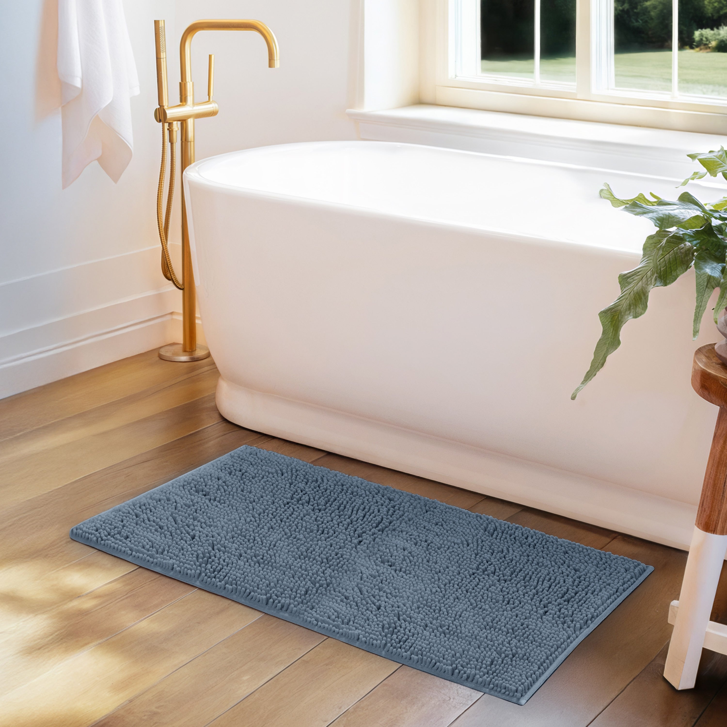 Ultra-Plush Bath Mat, Soft and Absorbent Chenille with Anti-Skid Rubber Backing