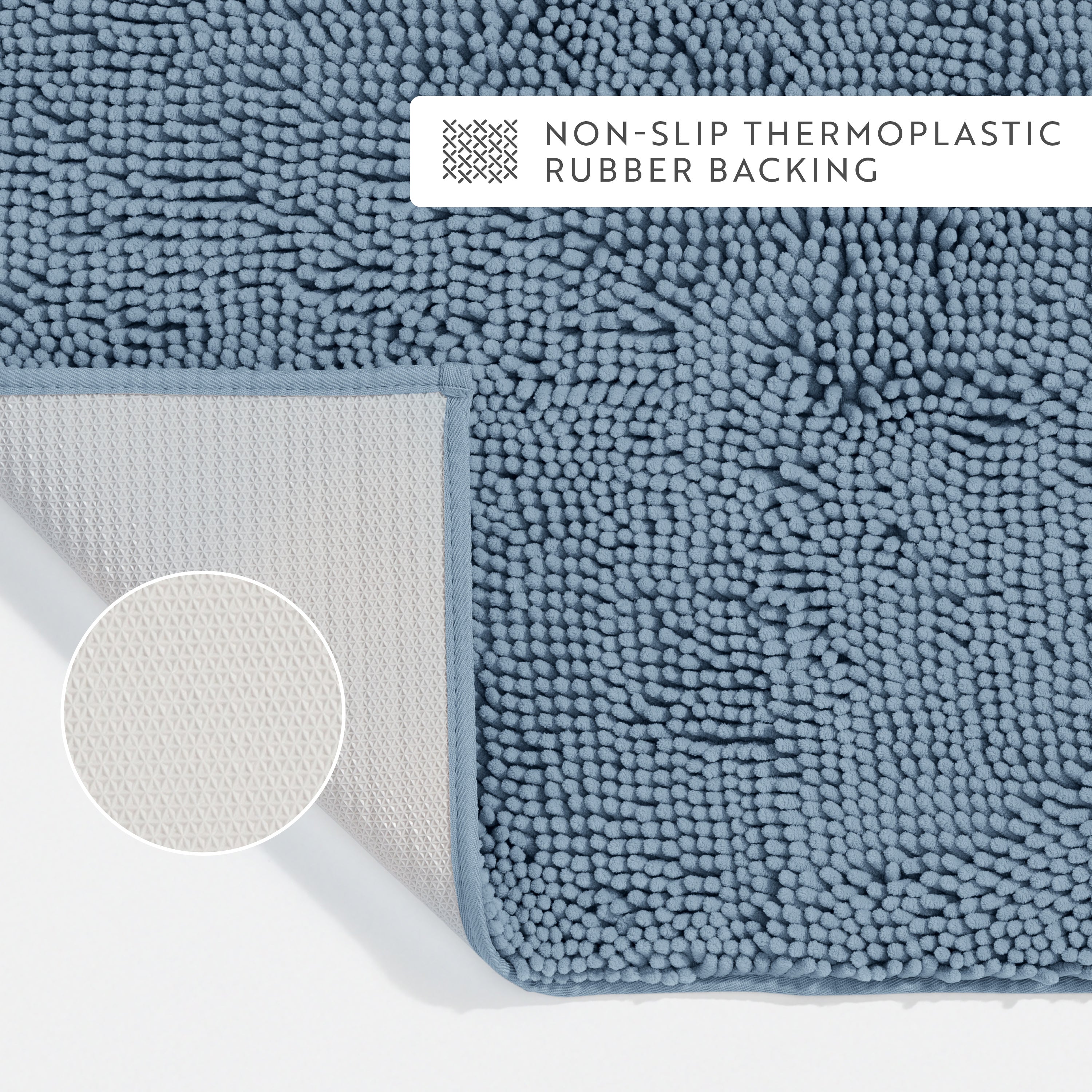 Ultra-Plush Bath Mat, Soft and Absorbent Chenille with Anti-Skid Rubber Backing