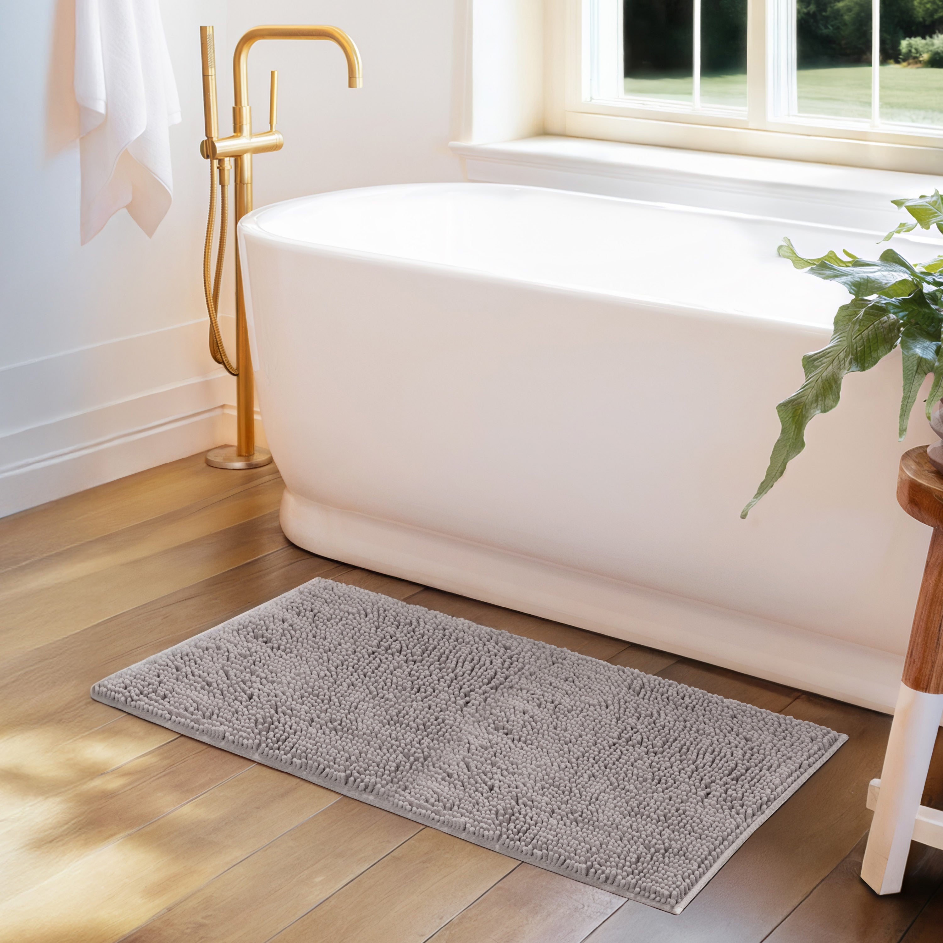 Ultra-Plush Bath Mat, Soft and Absorbent Chenille with Anti-Skid Rubber Backing