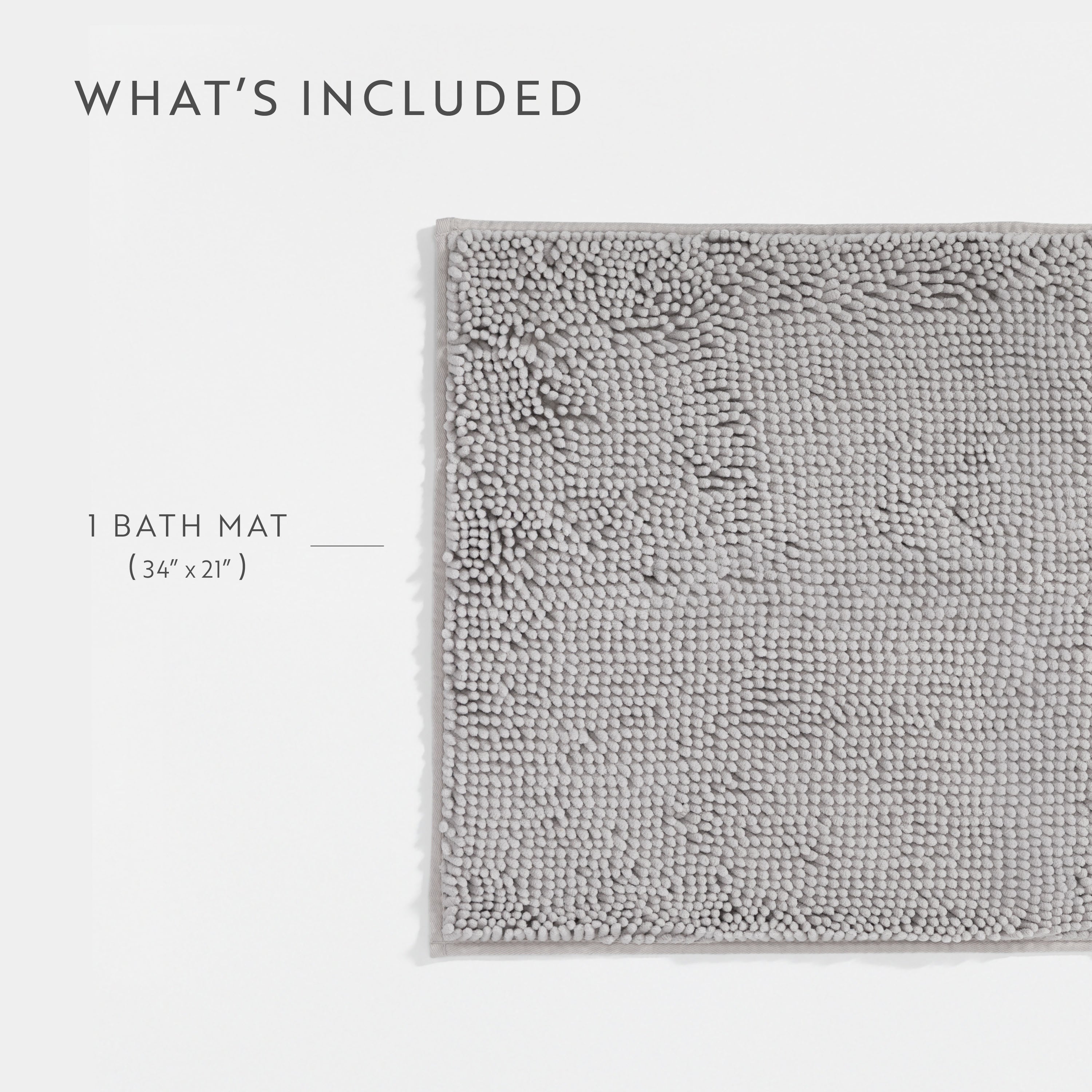 Ultra-Plush Bath Mat, Soft and Absorbent Chenille with Anti-Skid Rubber Backing