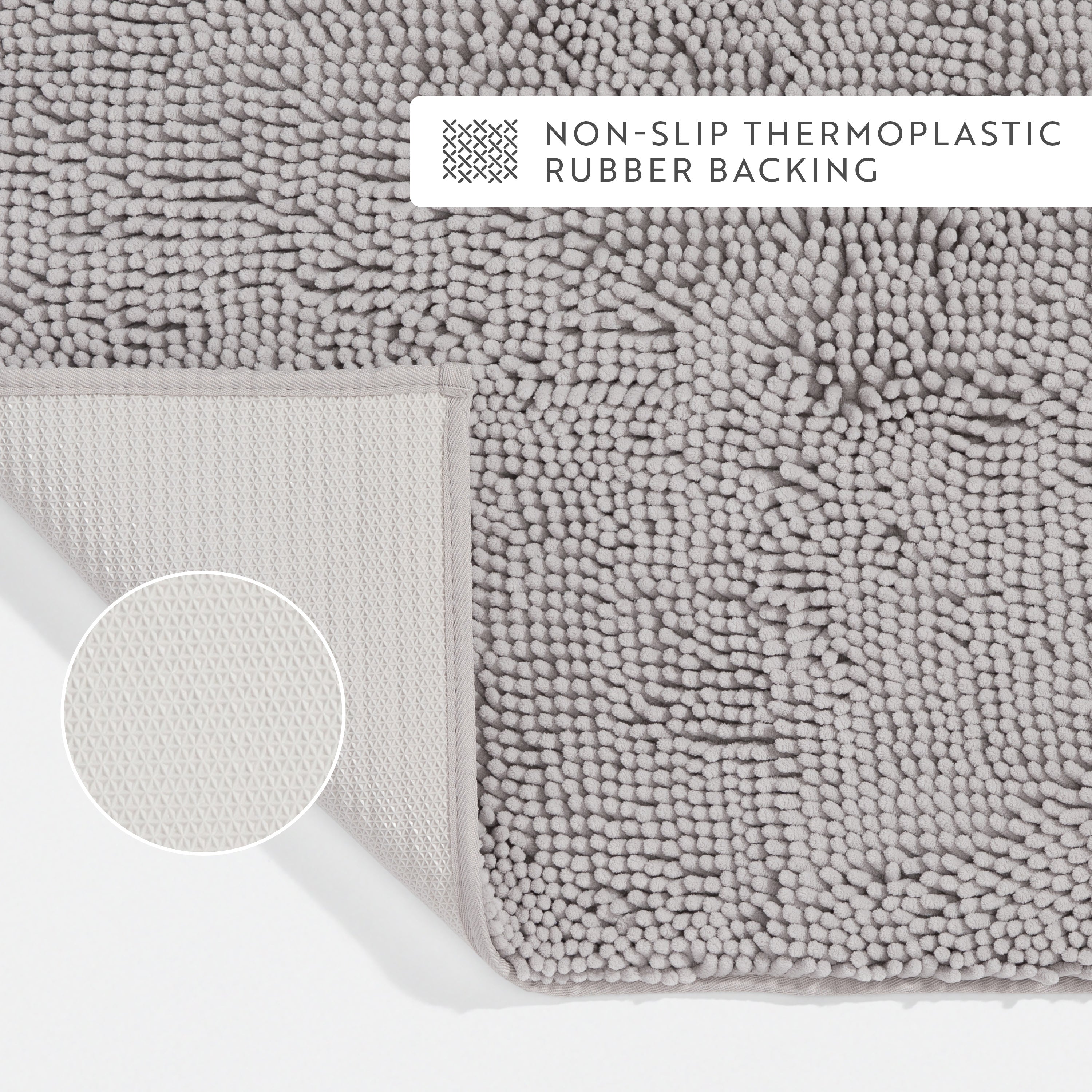 Ultra-Plush Bath Mat, Soft and Absorbent Chenille with Anti-Skid Rubber Backing