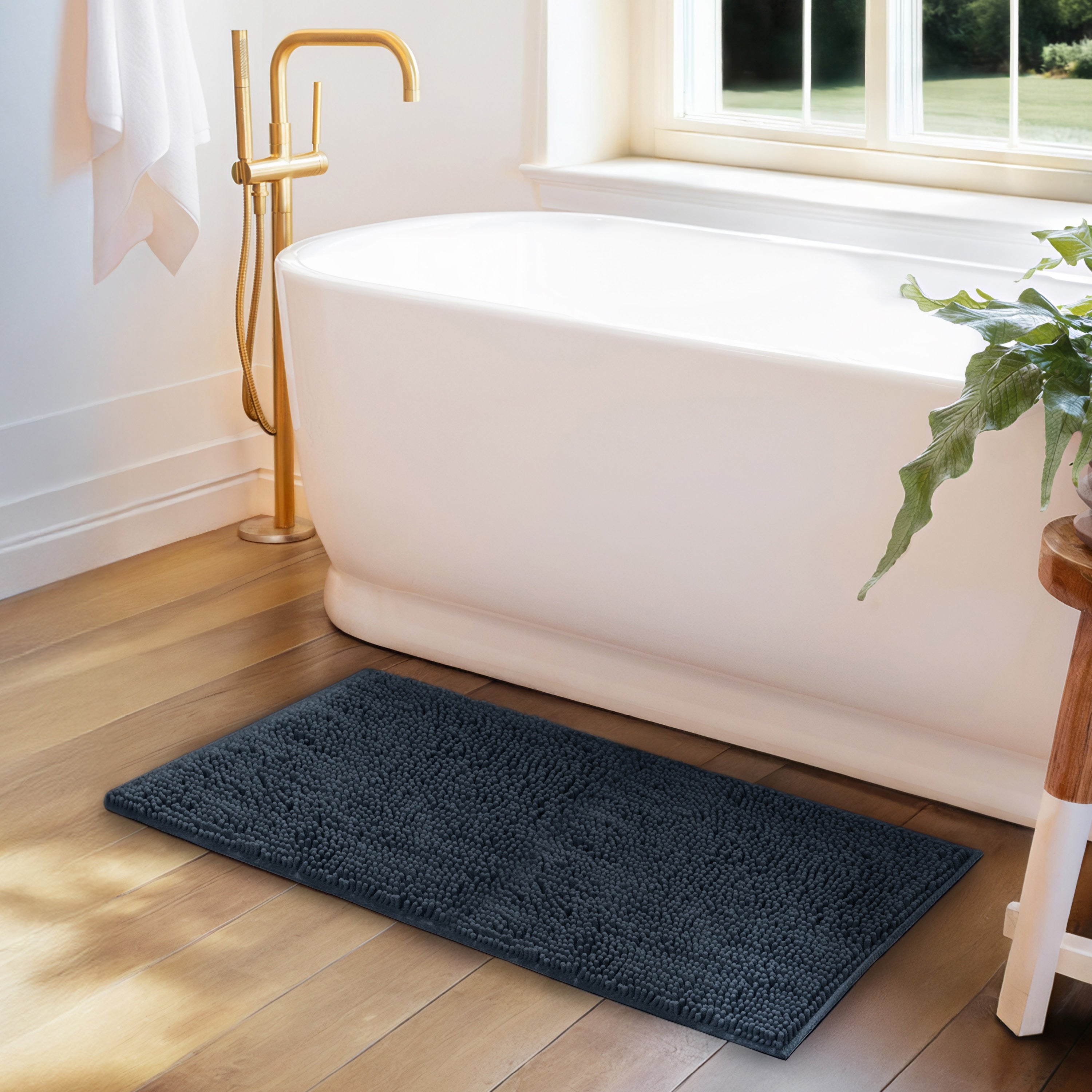 Ultra-Plush Bath Mat, Soft and Absorbent Chenille with Anti-Skid Rubber Backing