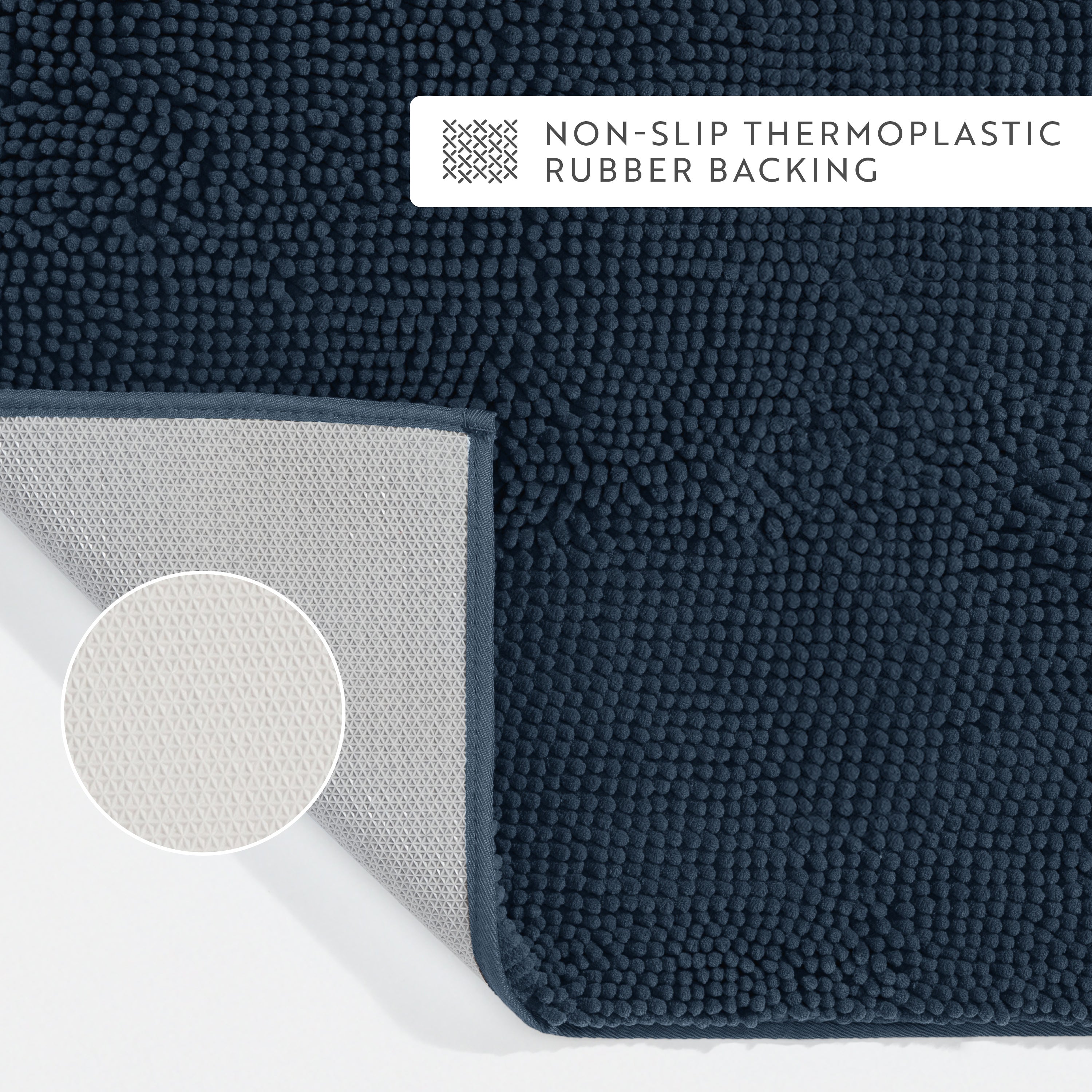 Ultra-Plush Bath Mat, Soft and Absorbent Chenille with Anti-Skid Rubber Backing