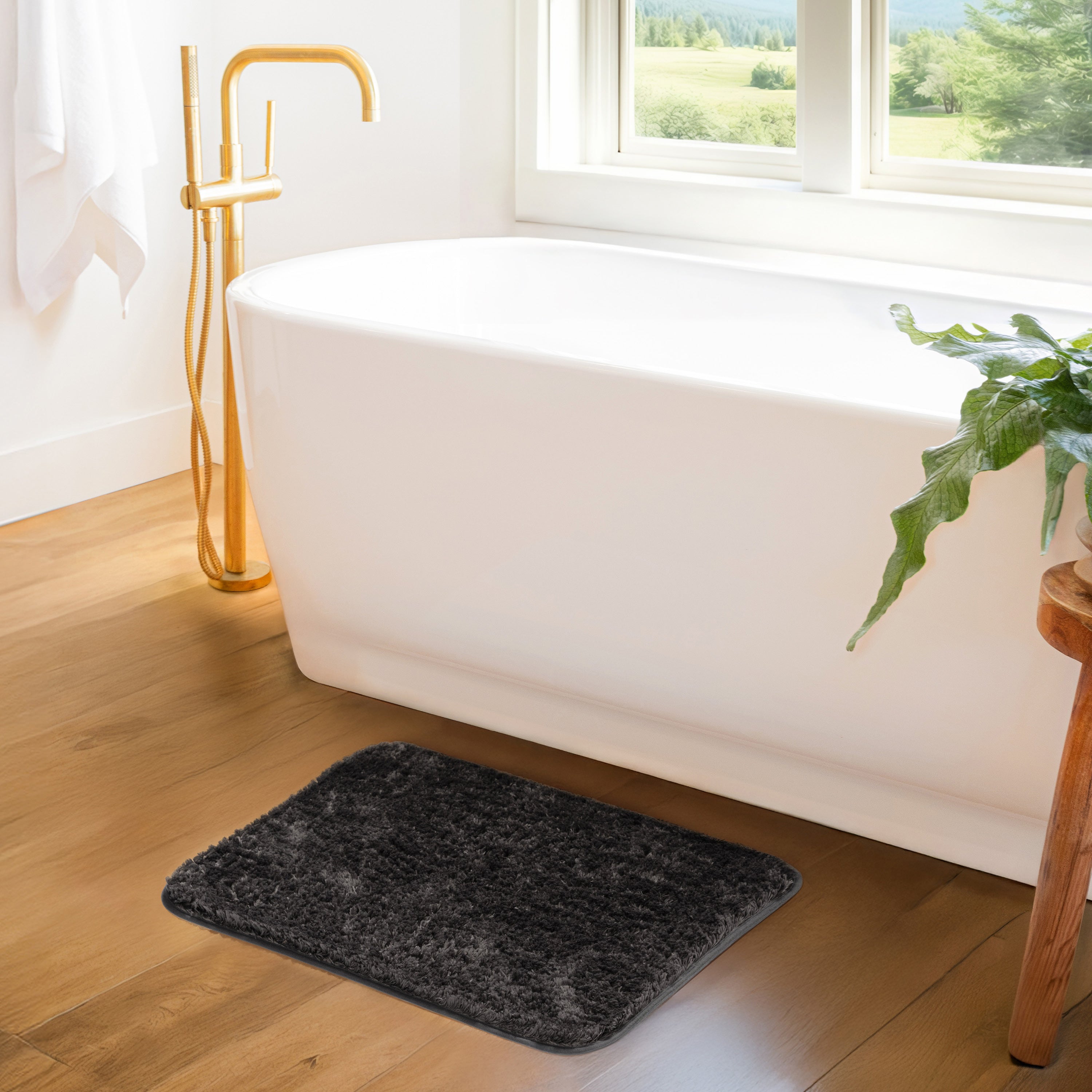 Ultra-Plush Bath Mat, Soft and Absorbent Shaggy Style with Anti-Skid Rubber Backing