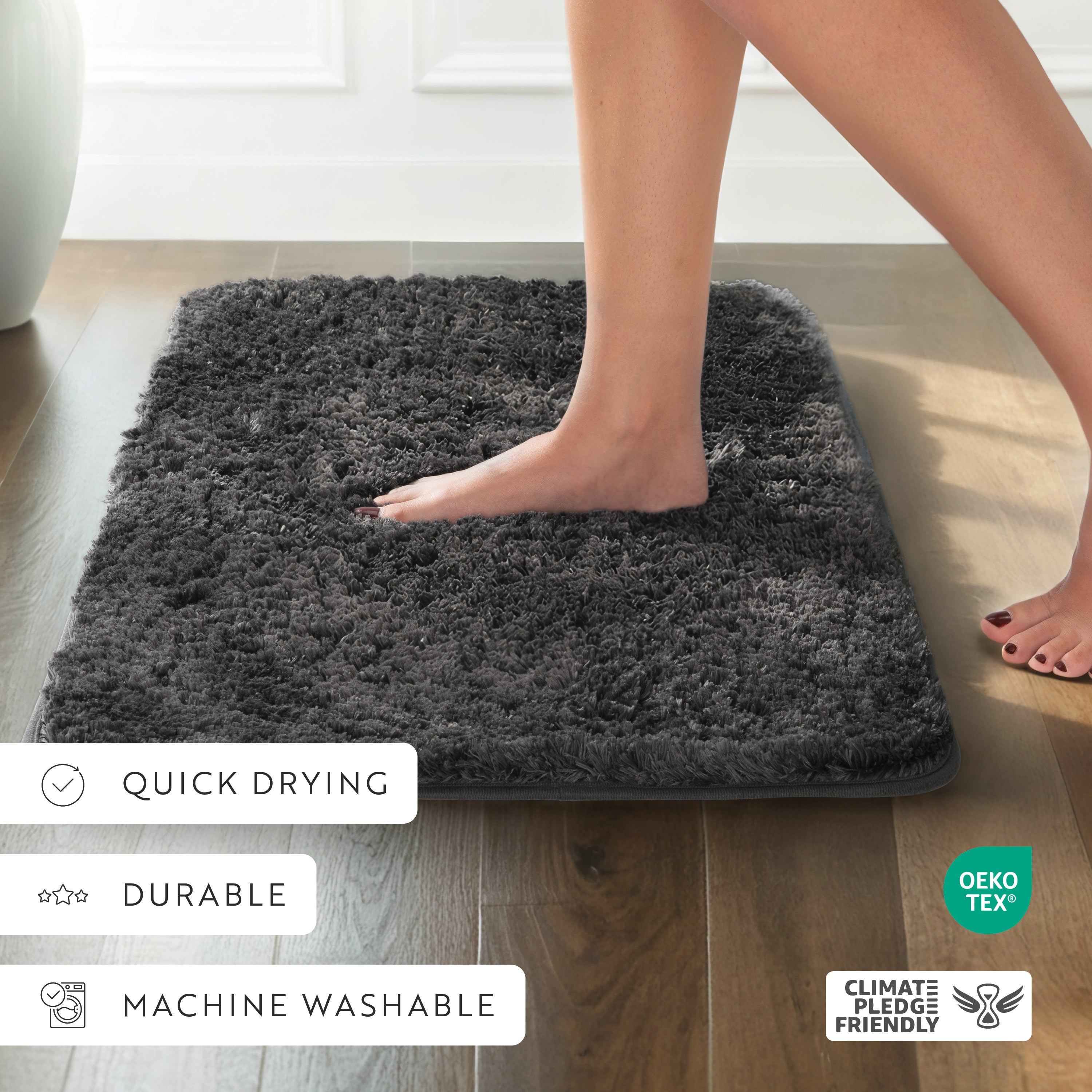 Ultra-Plush Bath Mat, Soft and Absorbent Shaggy Style with Anti-Skid Rubber Backing