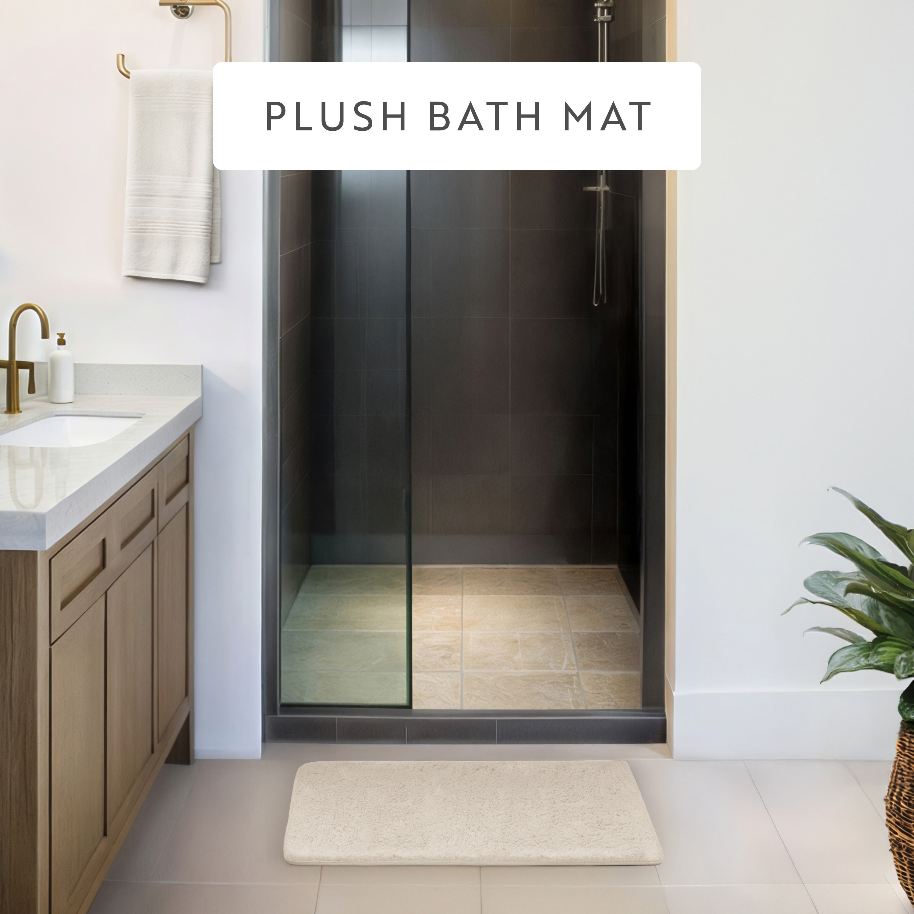 Ultra-Plush Bath Mat, Soft and Absorbent Shaggy Style with Anti-Skid Rubber Backing