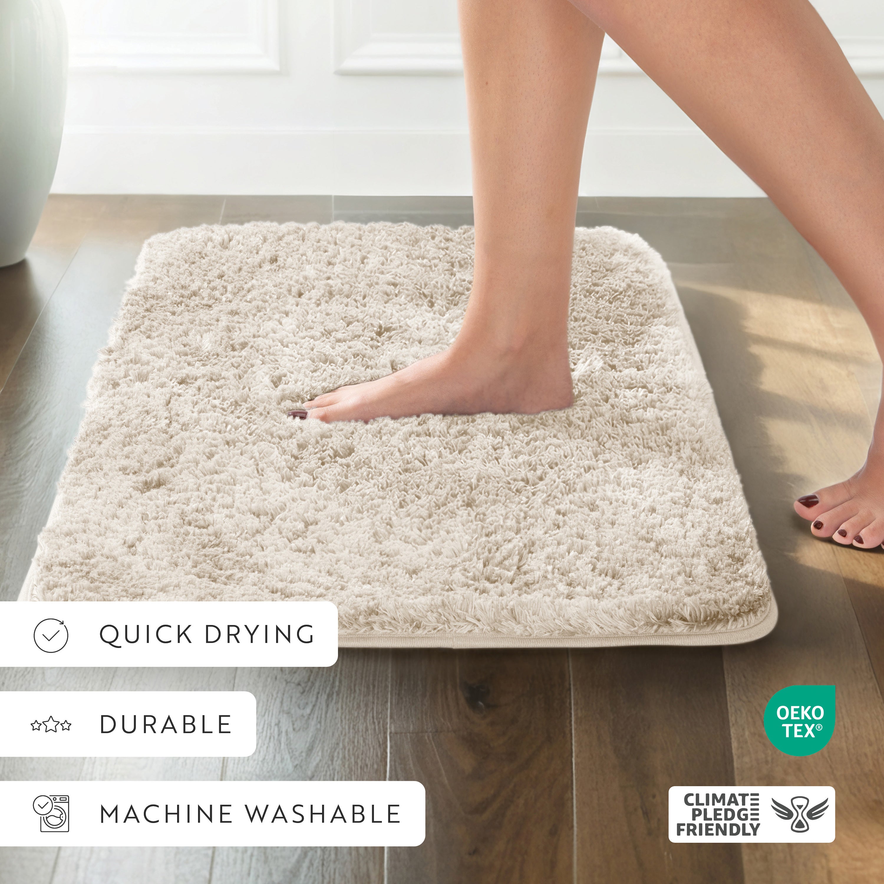 Ultra-Plush Bath Mat, Soft and Absorbent Shaggy Style with Anti-Skid Rubber Backing