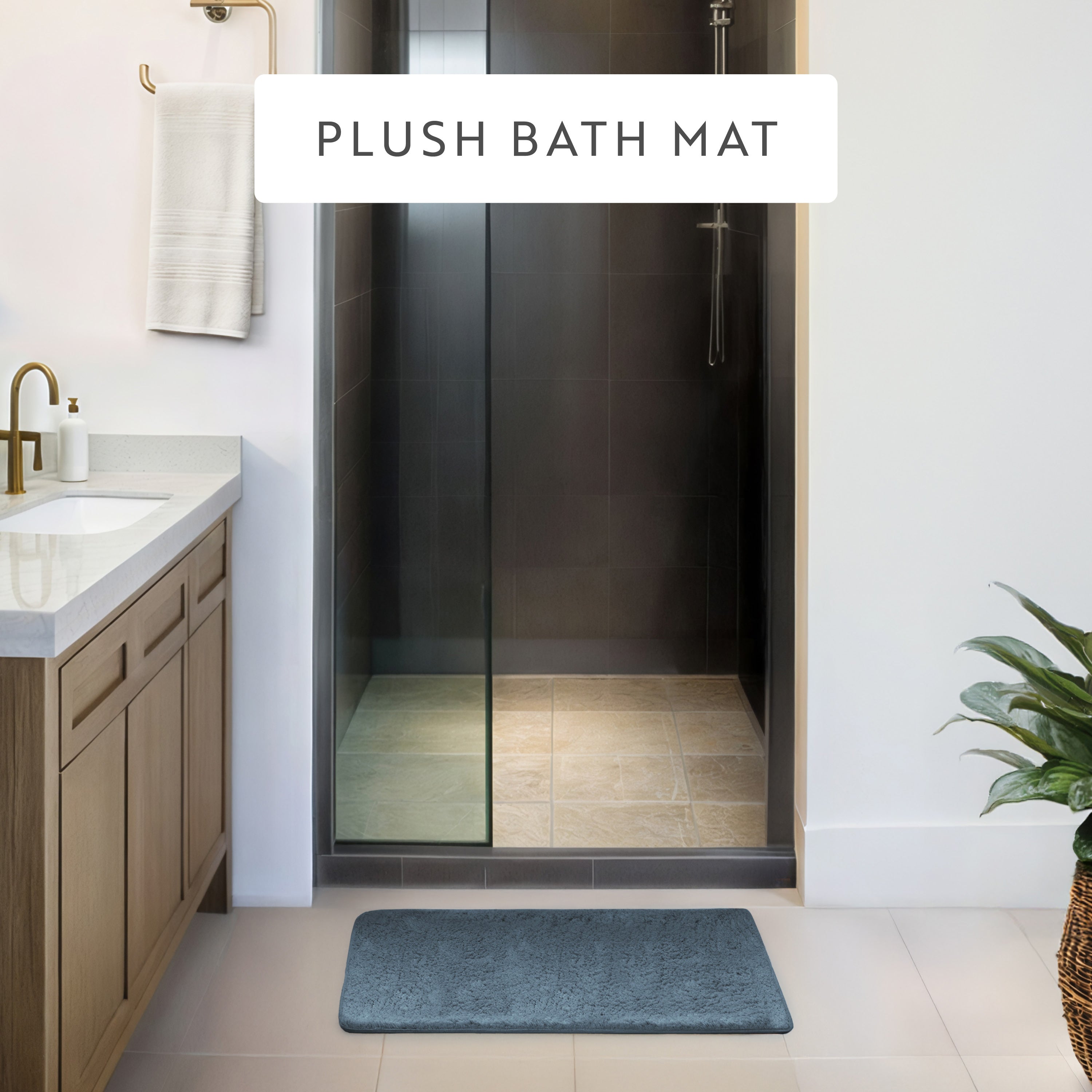 Ultra-Plush Bath Mat, Soft and Absorbent Shaggy Style with Anti-Skid Rubber Backing