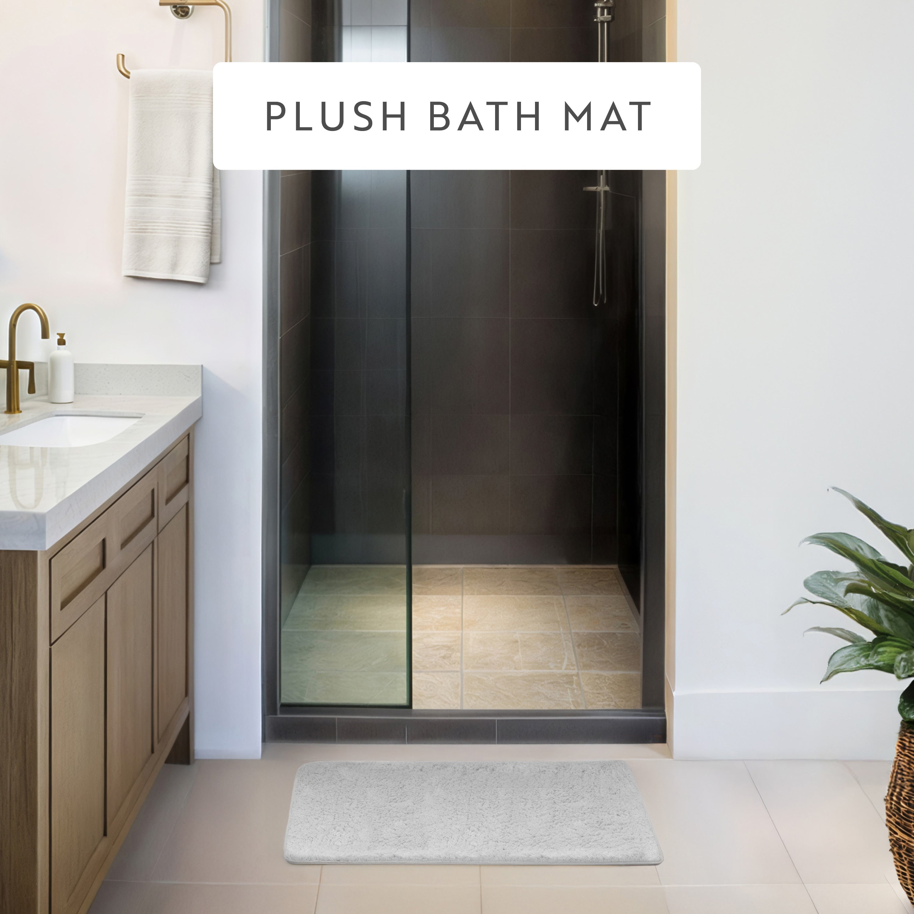 Ultra-Plush Bath Mat, Soft and Absorbent Shaggy Style with Anti-Skid Rubber Backing