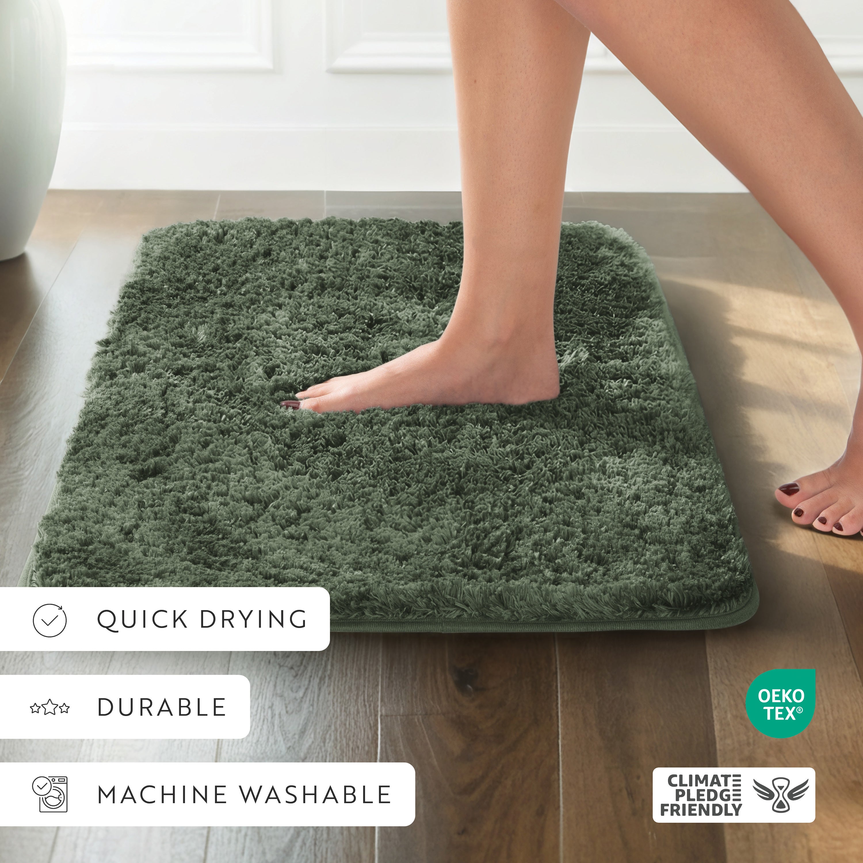 Ultra-Plush Bath Mat, Soft and Absorbent Shaggy Style with Anti-Skid Rubber Backing