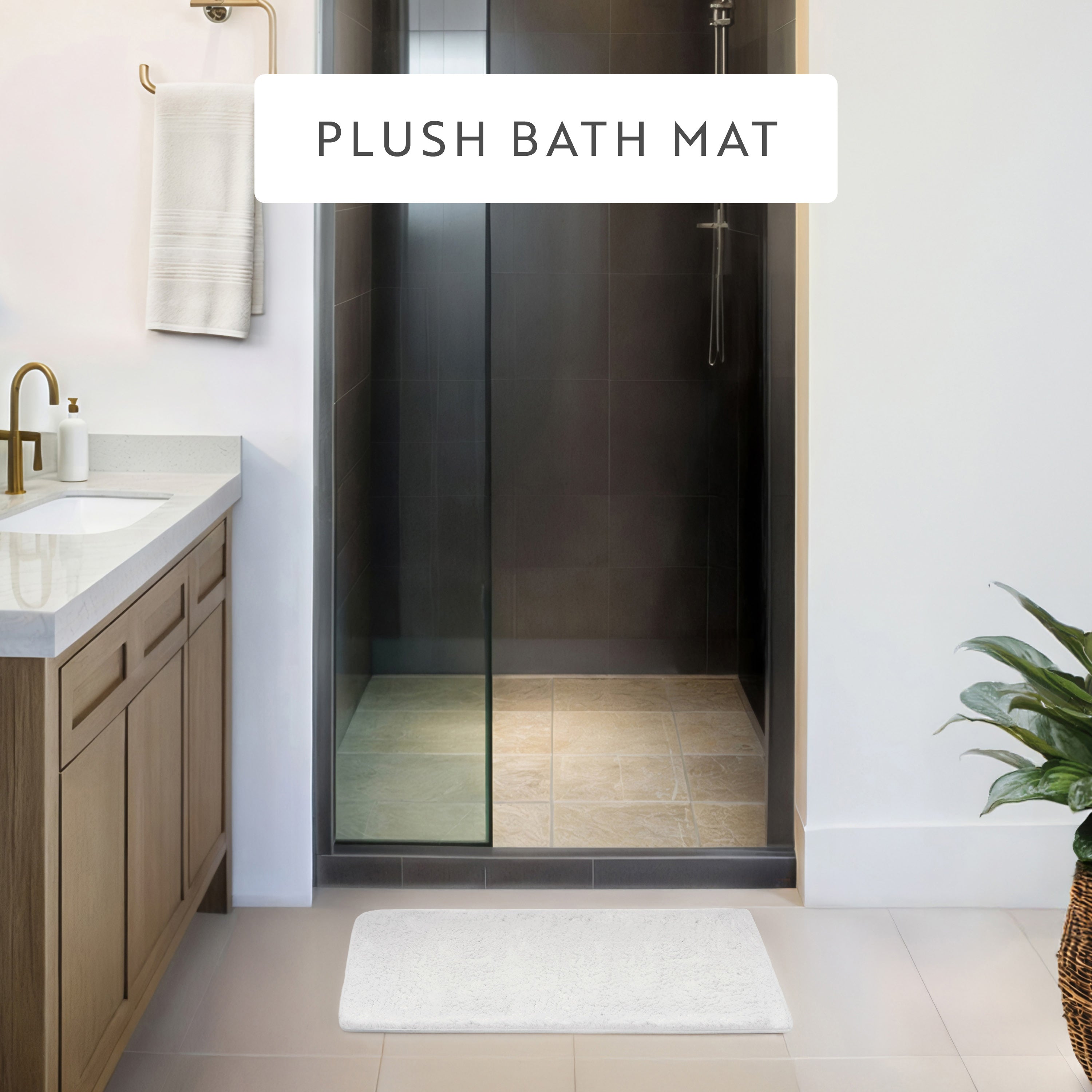 Ultra-Plush Bath Mat, Soft and Absorbent Shaggy Style with Anti-Skid Rubber Backing