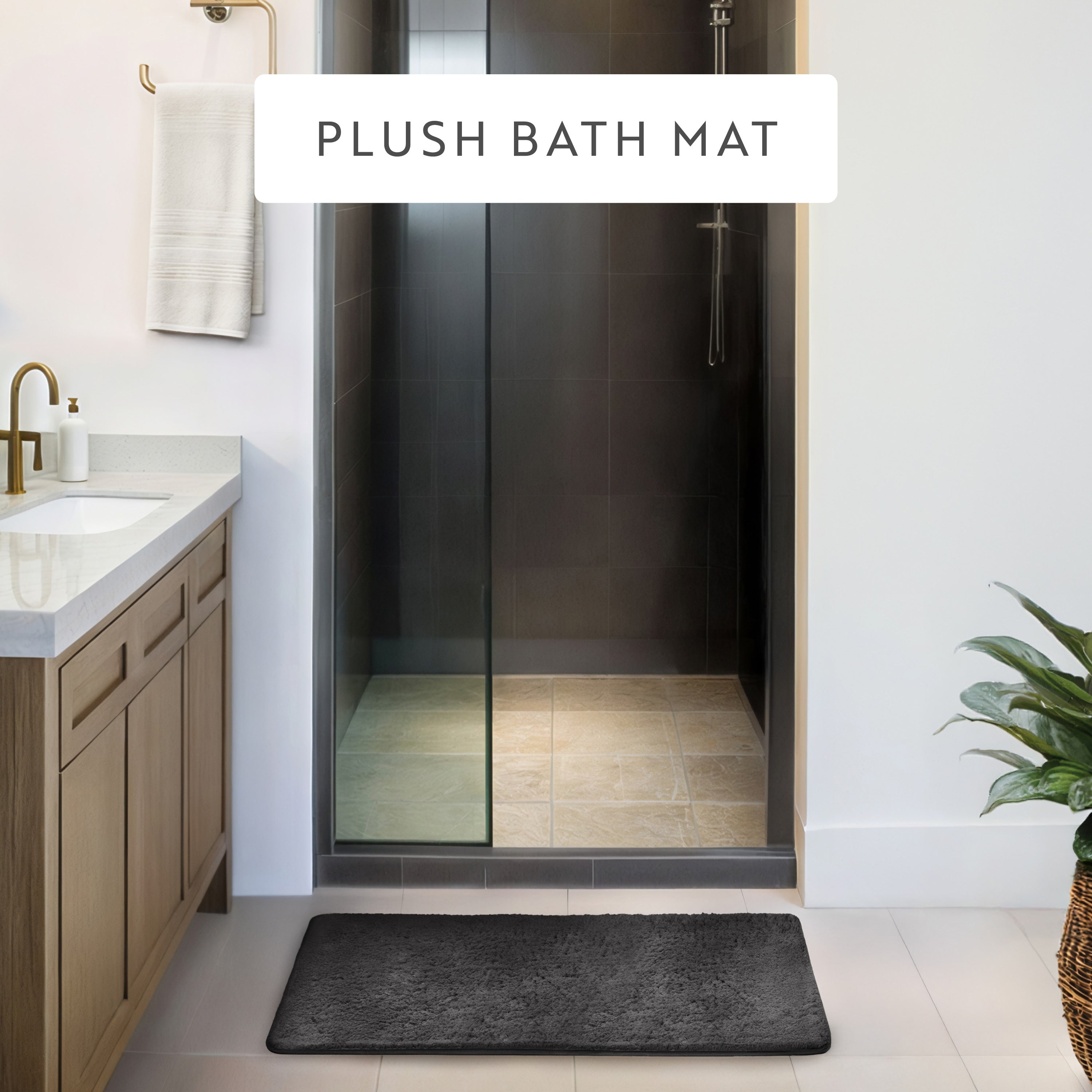 Ultra-Plush Bath Mat, Soft and Absorbent Shaggy Style with Anti-Skid Rubber Backing