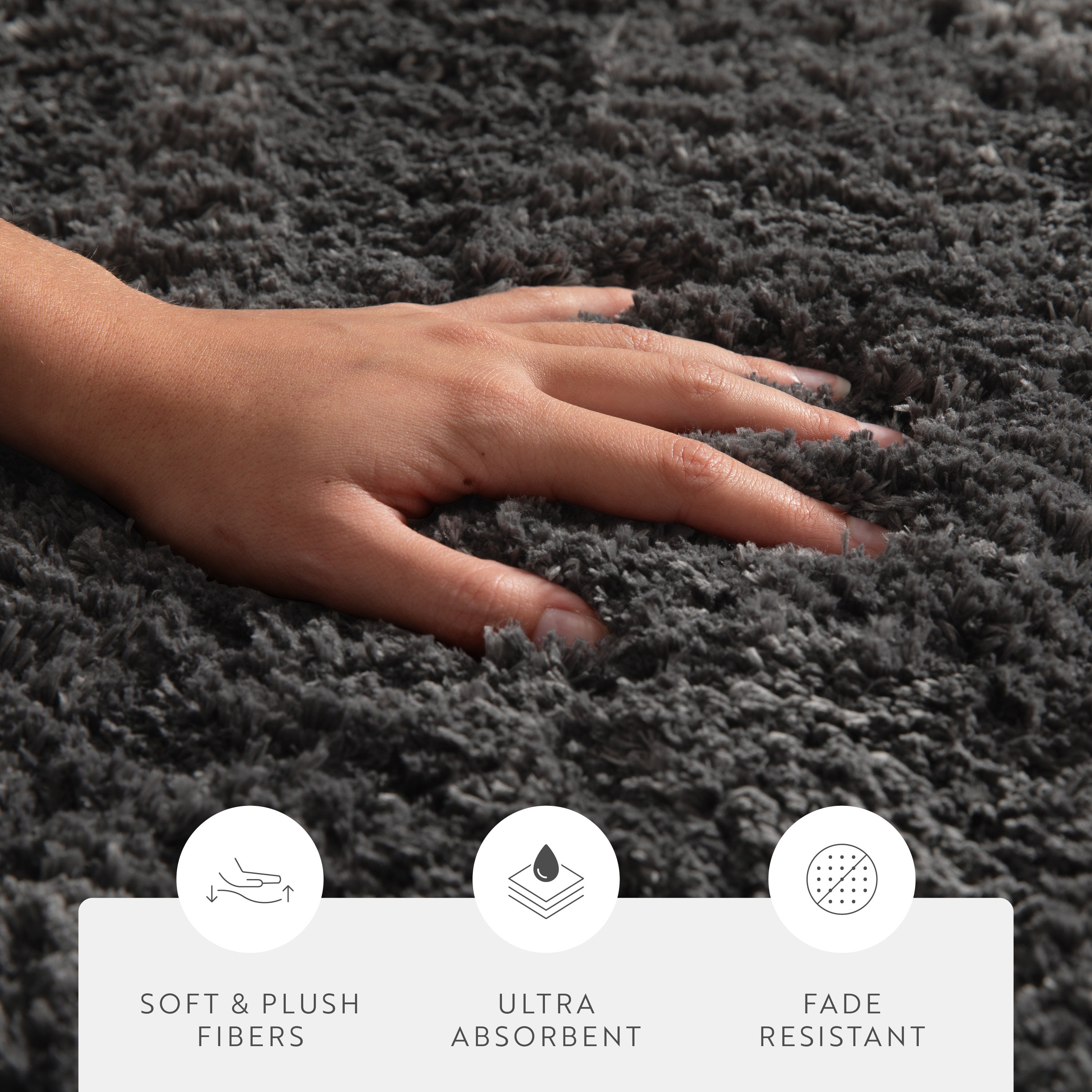 Ultra-Plush Bath Mat, Soft and Absorbent Shaggy Style with Anti-Skid Rubber Backing