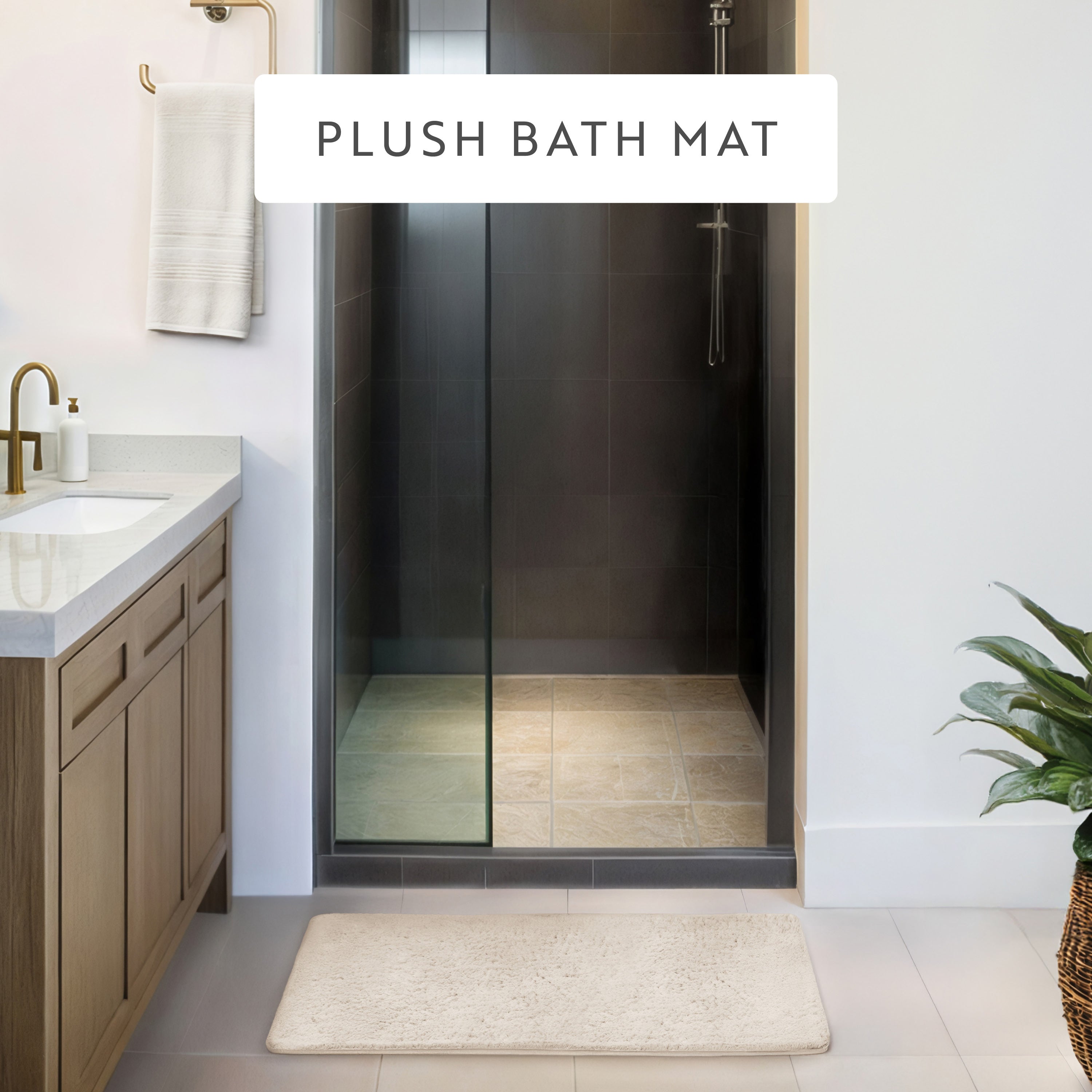 Ultra-Plush Bath Mat, Soft and Absorbent Shaggy Style with Anti-Skid Rubber Backing