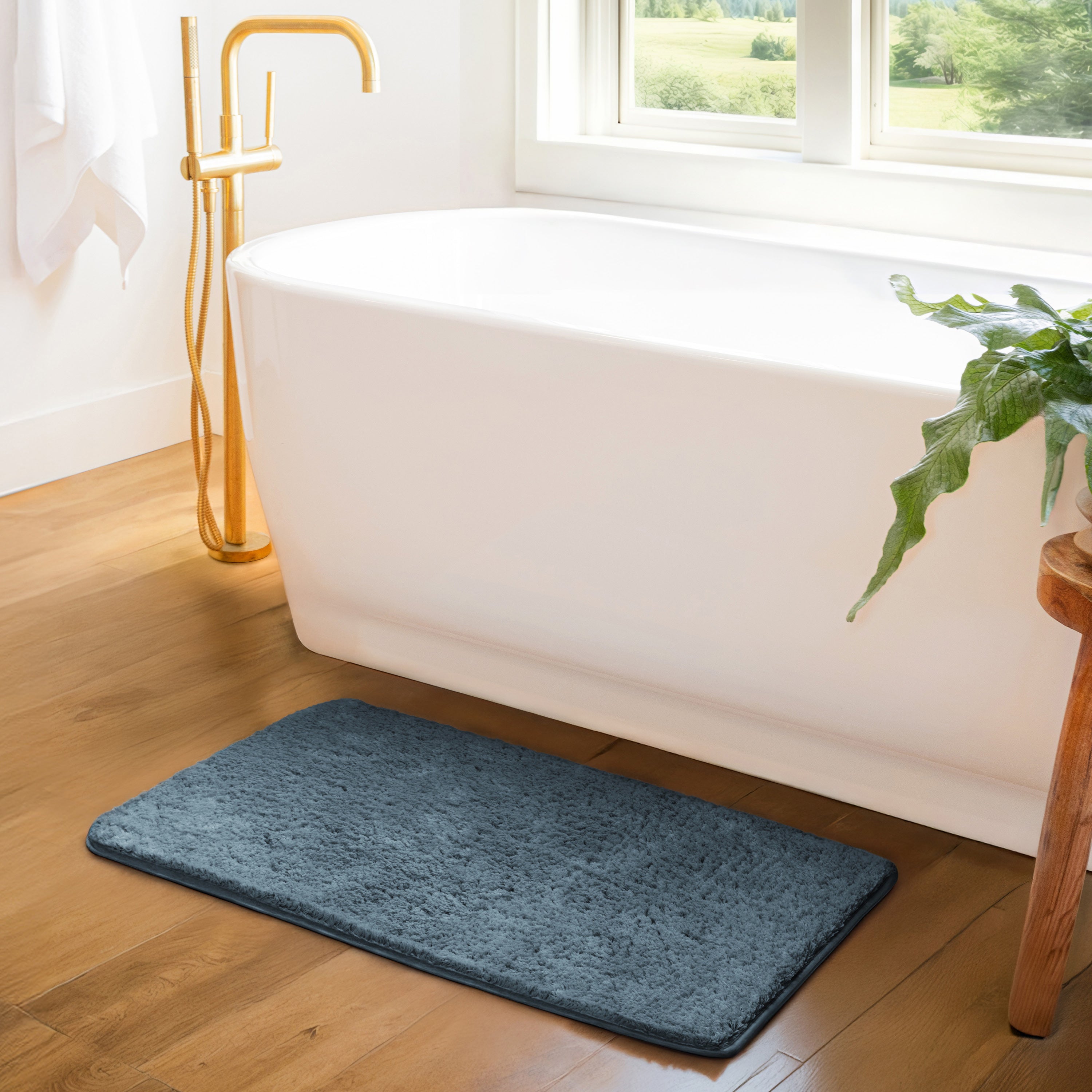 Ultra-Plush Bath Mat, Soft and Absorbent Shaggy Style with Anti-Skid Rubber Backing
