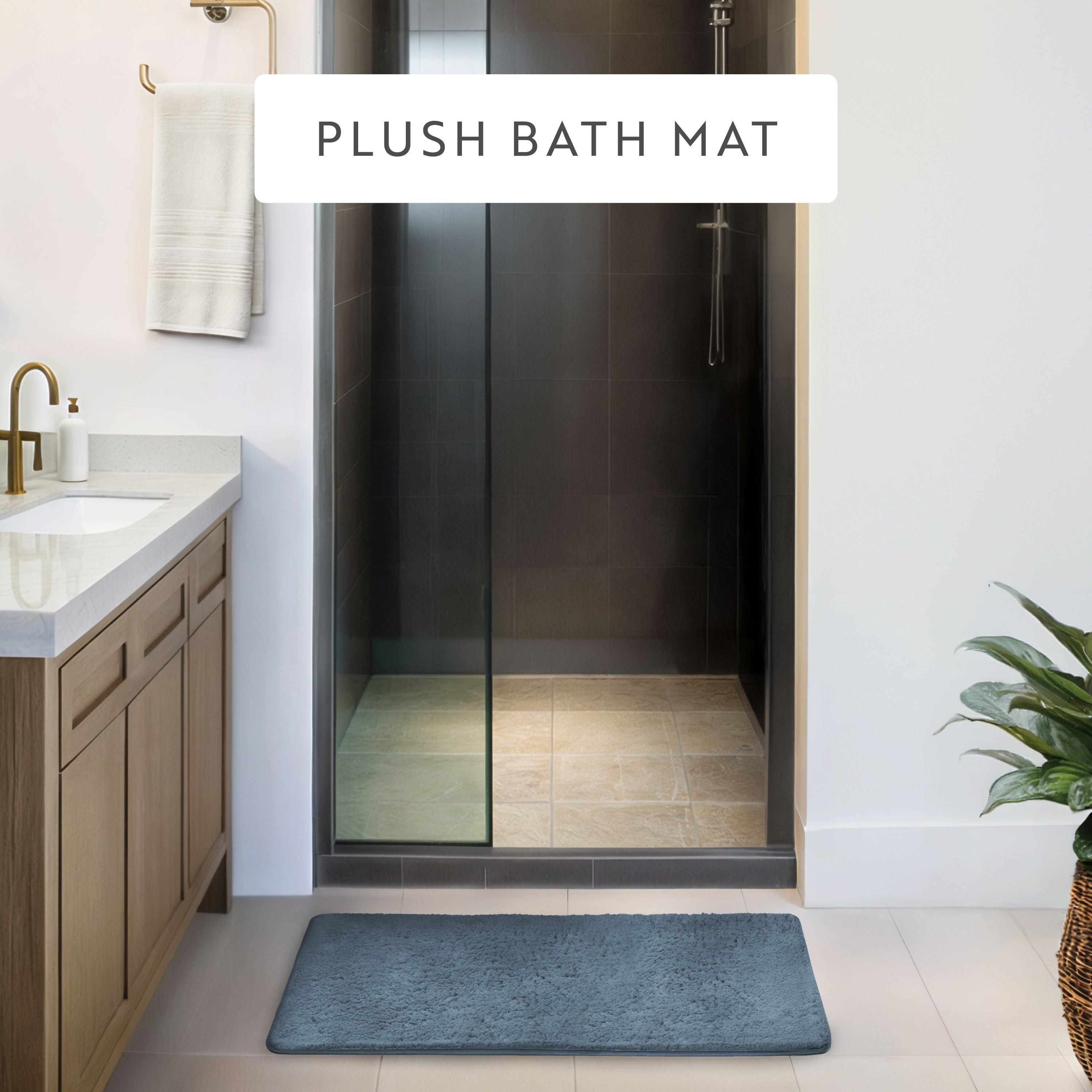 Ultra-Plush Bath Mat, Soft and Absorbent Shaggy Style with Anti-Skid Rubber Backing