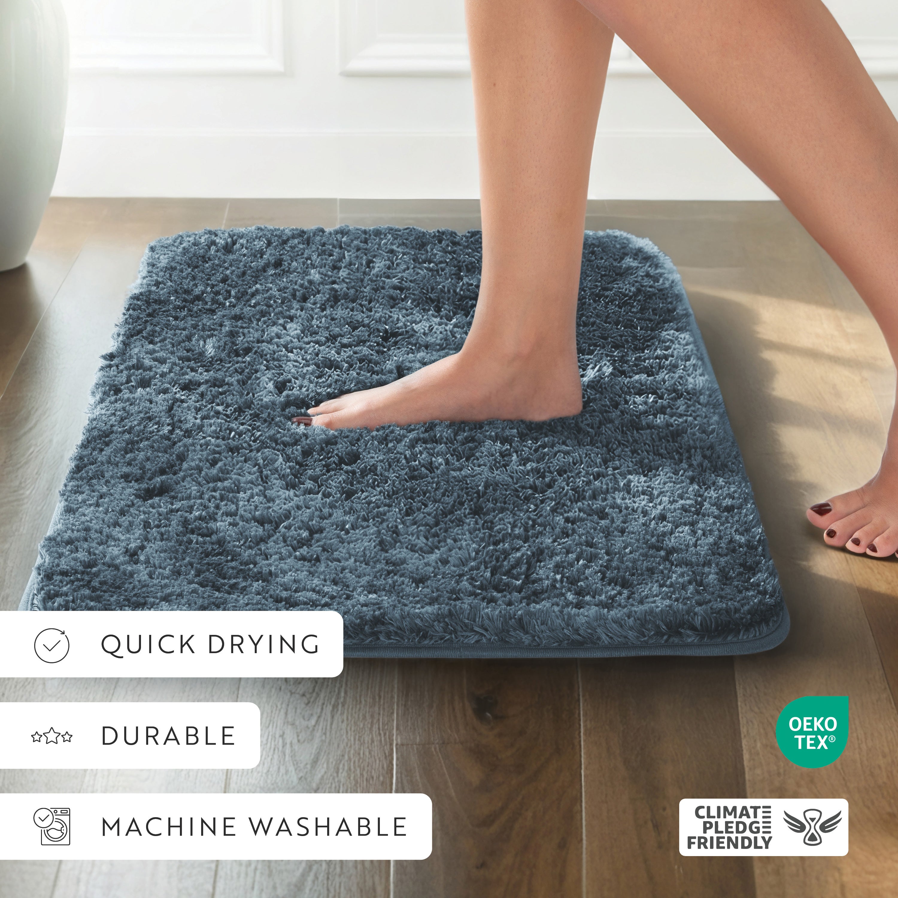 Ultra-Plush Bath Mat, Soft and Absorbent Shaggy Style with Anti-Skid Rubber Backing
