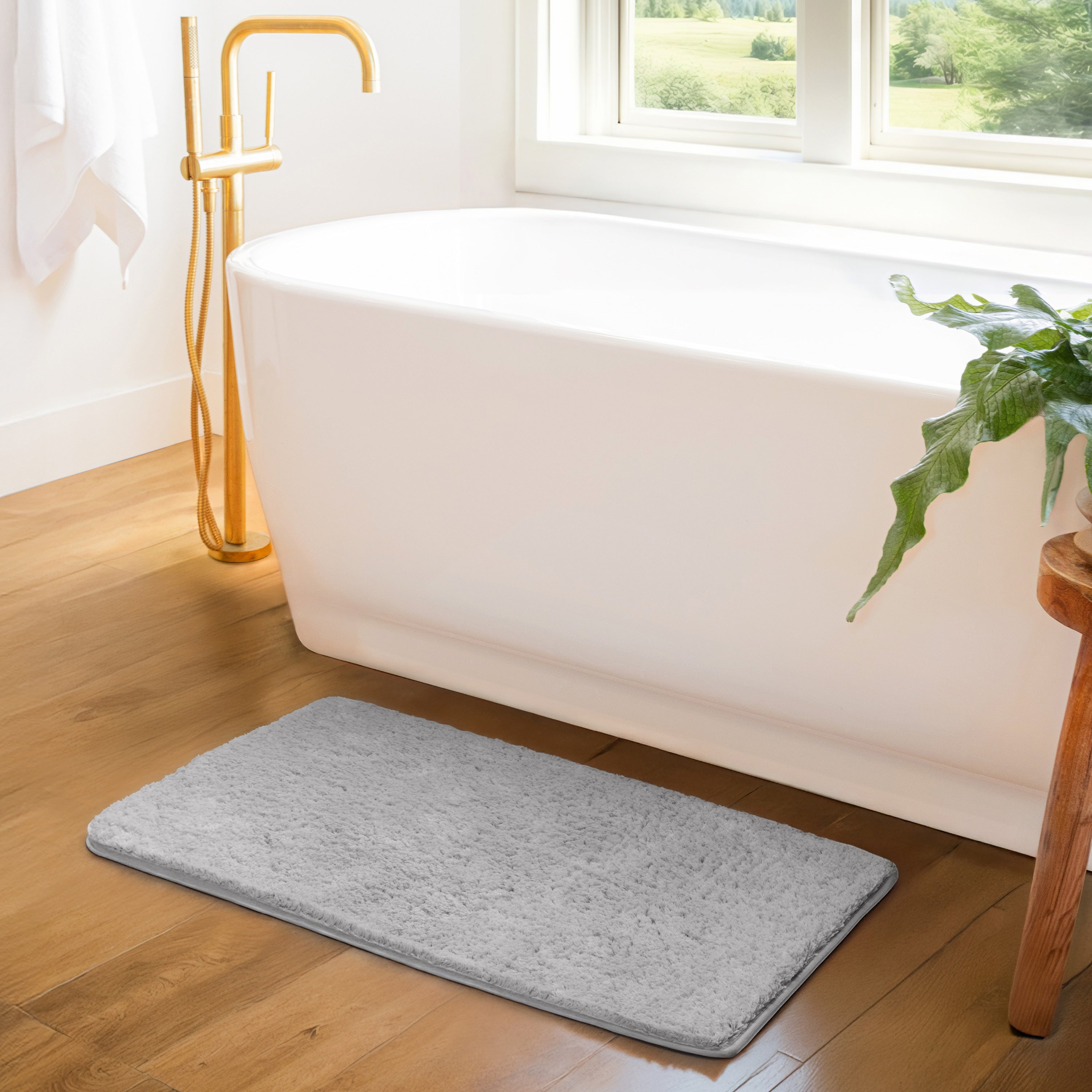 Ultra-Plush Bath Mat, Soft and Absorbent Shaggy Style with Anti-Skid Rubber Backing