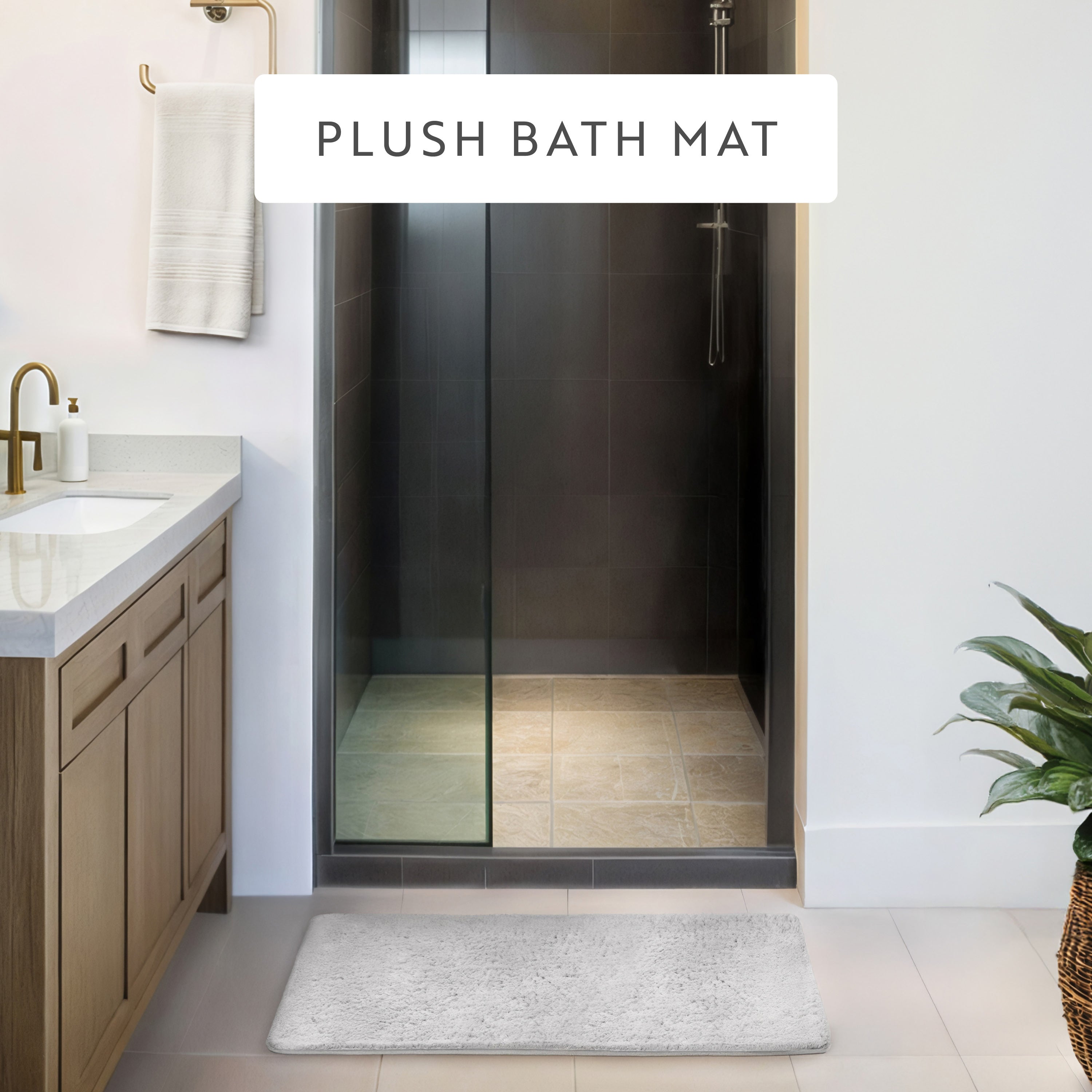 Ultra-Plush Bath Mat, Soft and Absorbent Shaggy Style with Anti-Skid Rubber Backing