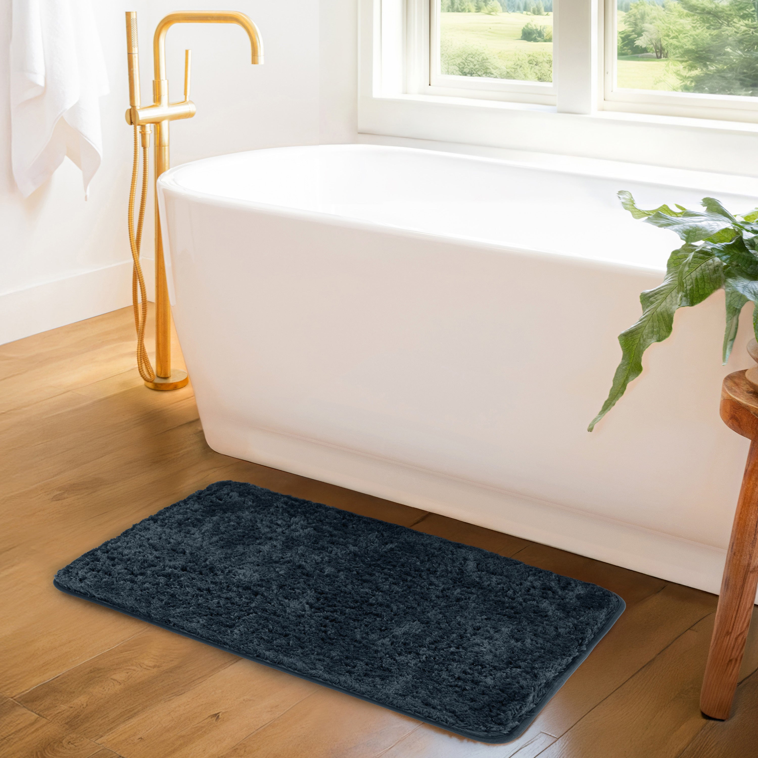 Ultra-Plush Bath Mat, Soft and Absorbent Shaggy Style with Anti-Skid Rubber Backing