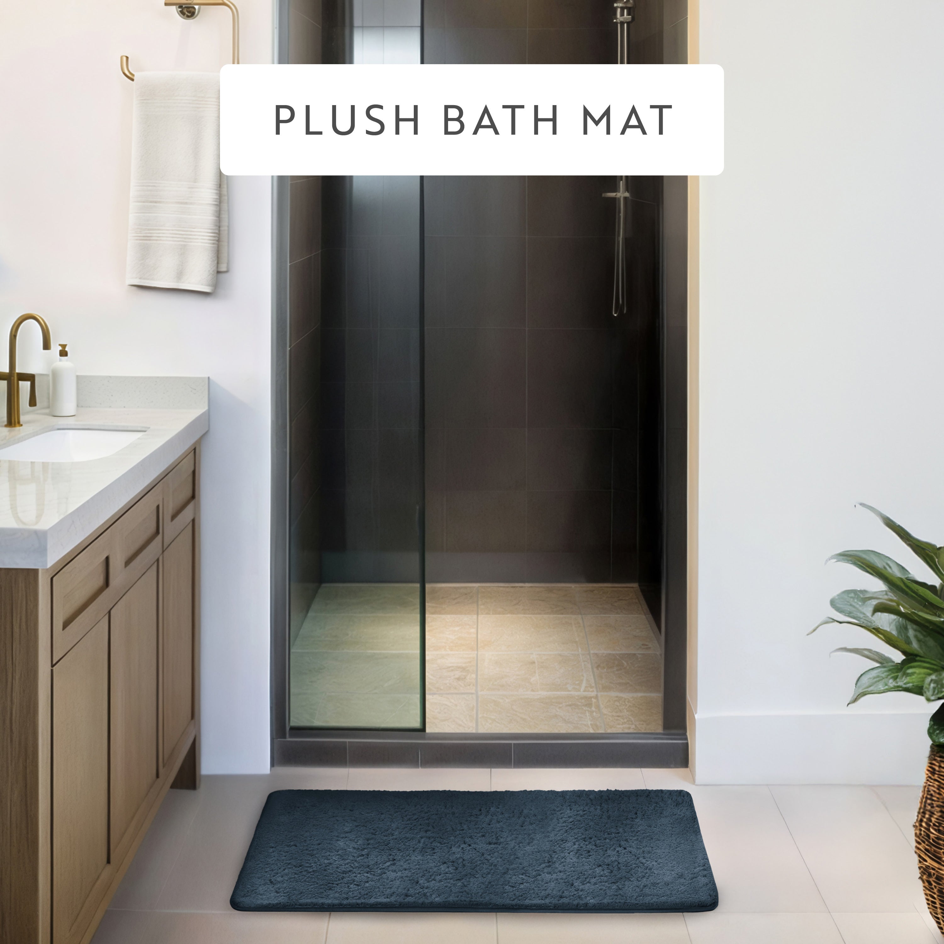 Ultra-Plush Bath Mat, Soft and Absorbent Shaggy Style with Anti-Skid Rubber Backing