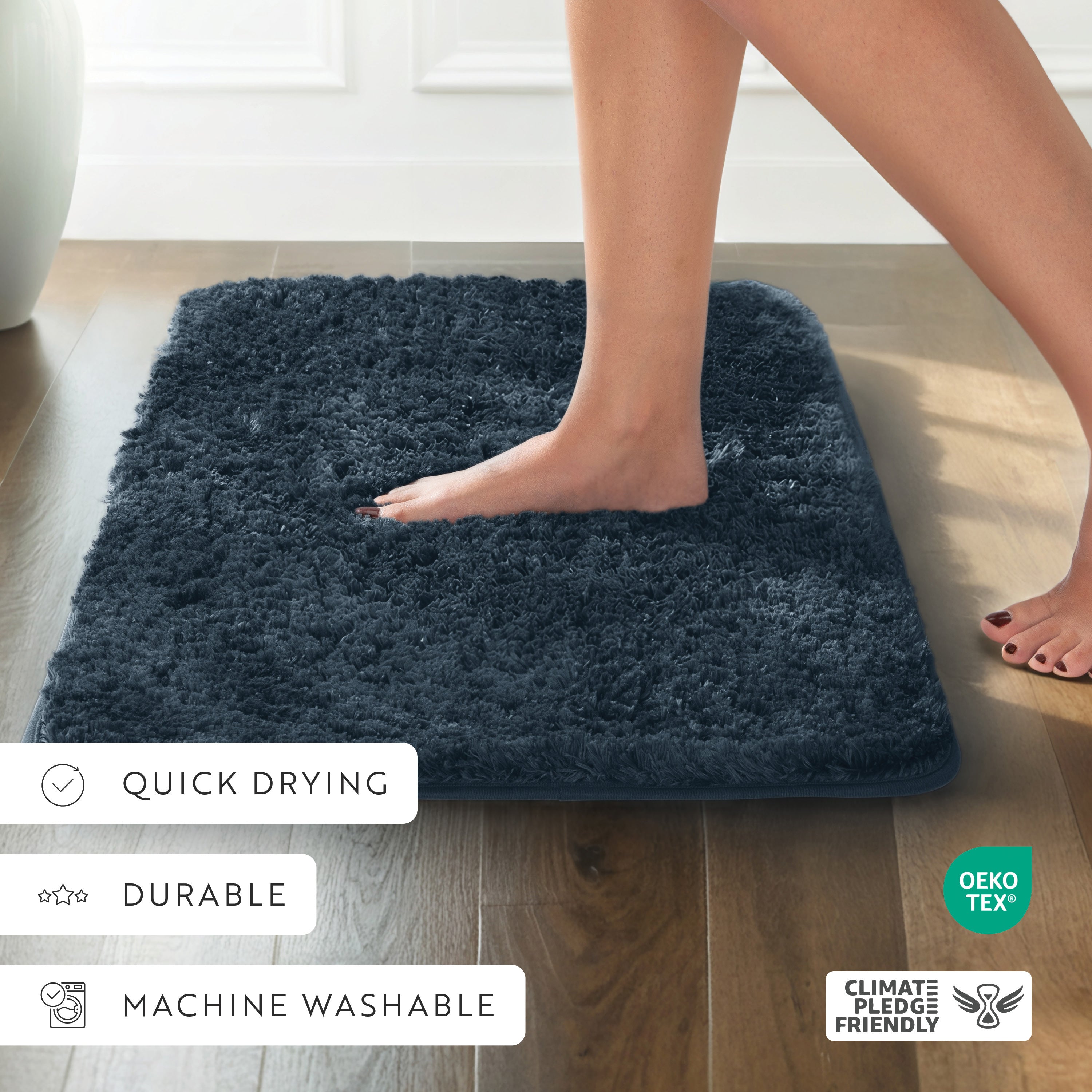 Ultra-Plush Bath Mat, Soft and Absorbent Shaggy Style with Anti-Skid Rubber Backing