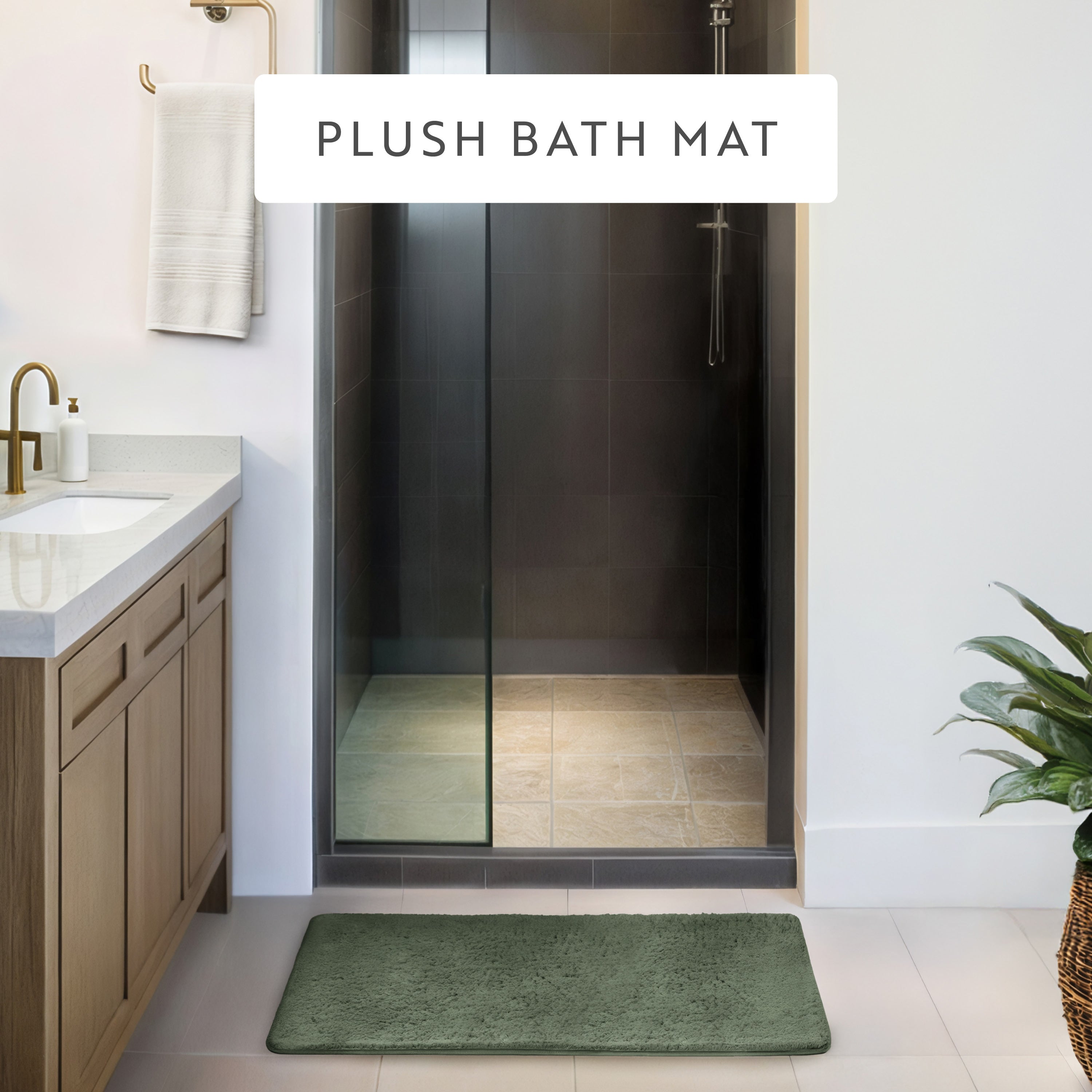 Ultra-Plush Bath Mat, Soft and Absorbent Shaggy Style with Anti-Skid Rubber Backing