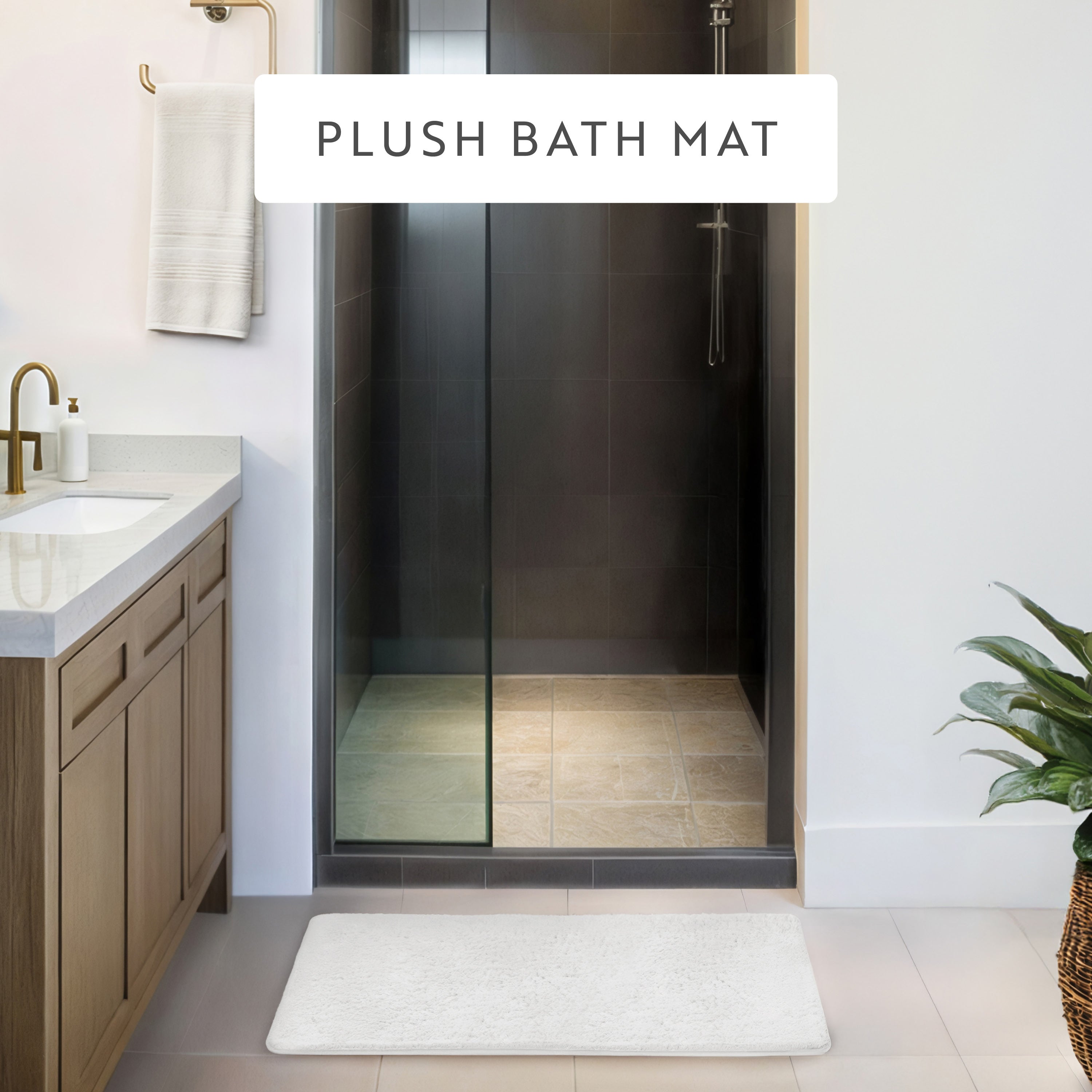 Ultra-Plush Bath Mat, Soft and Absorbent Shaggy Style with Anti-Skid Rubber Backing