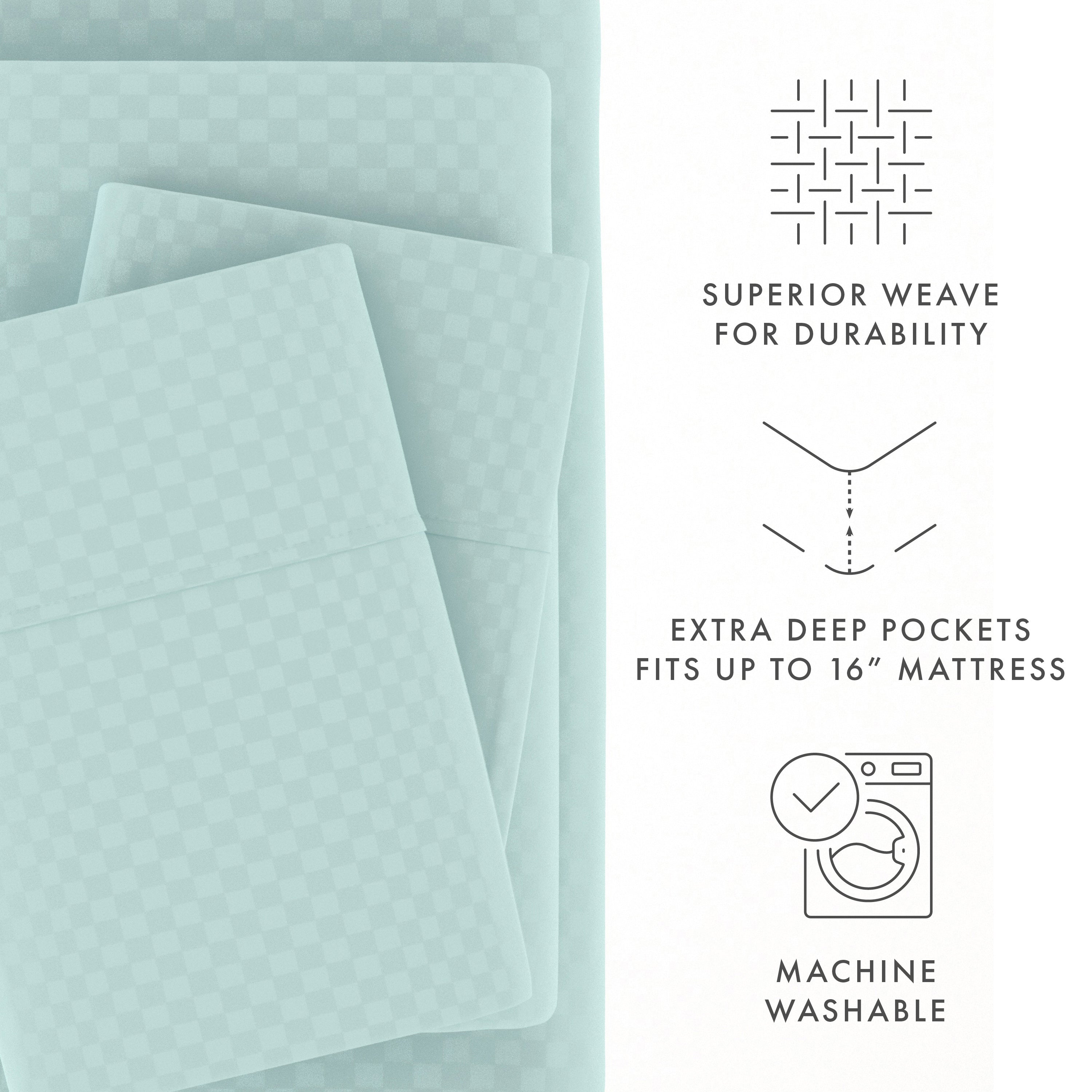 Checkered Embossed 4-Piece Sheet Set