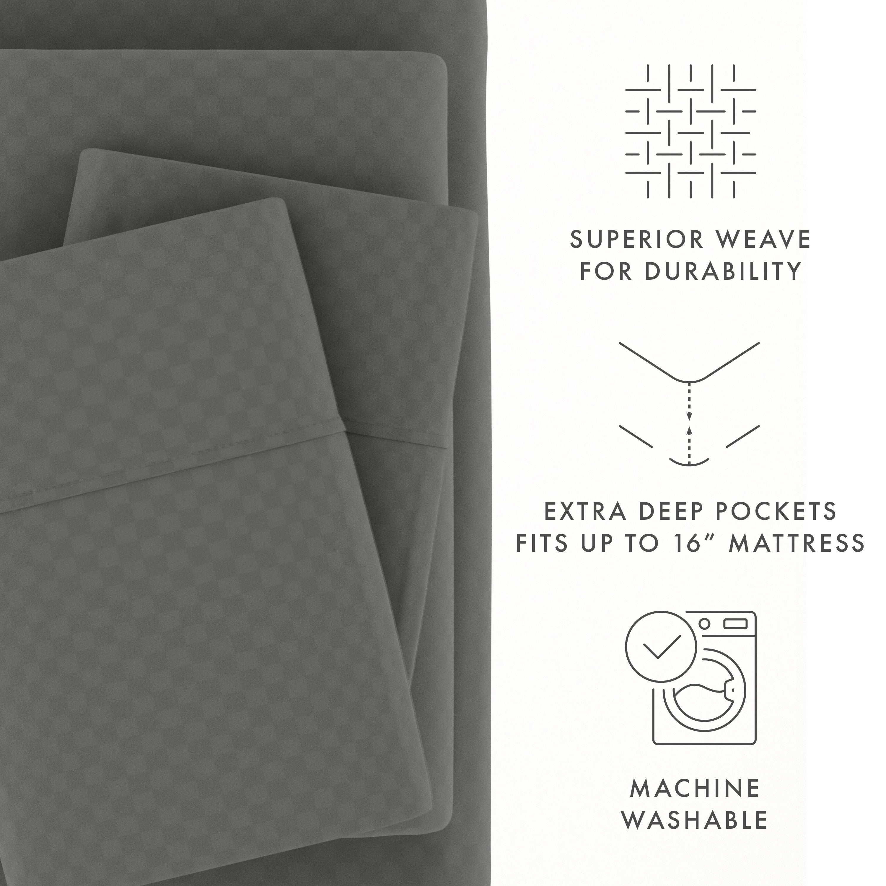 Checkered Embossed 4-Piece Sheet Set