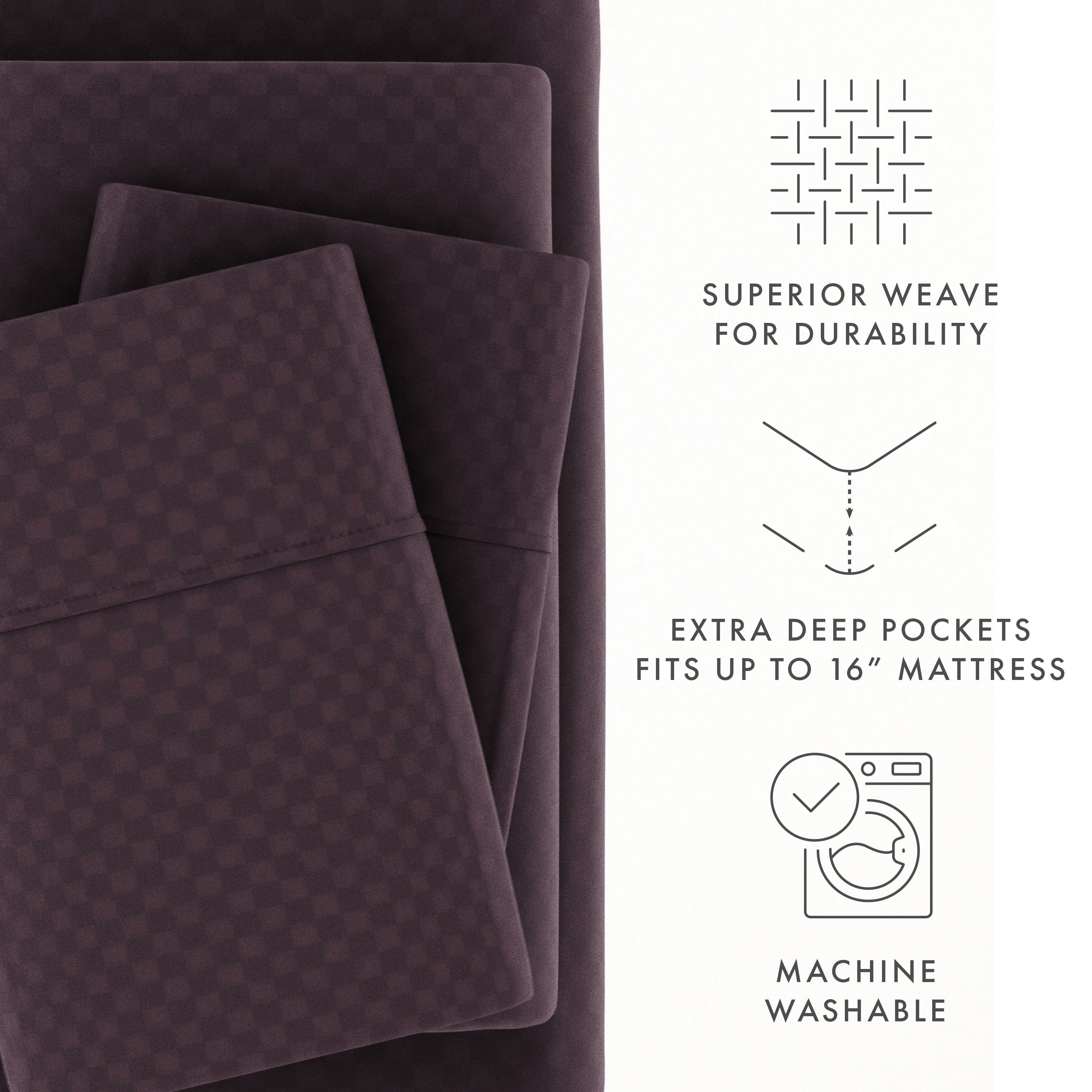 Checkered Embossed 4-Piece Sheet Set