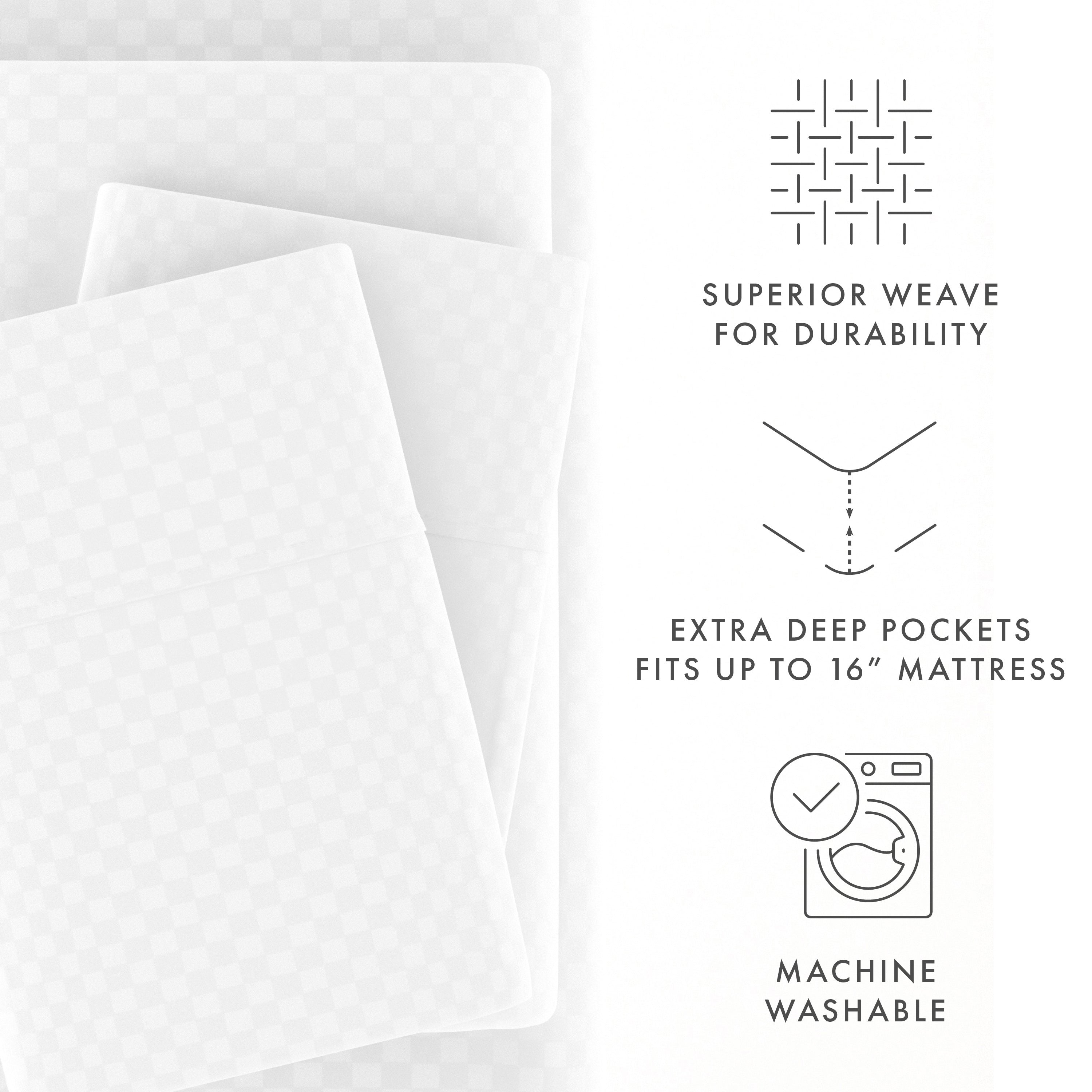 Checkered Embossed 4-Piece Sheet Set