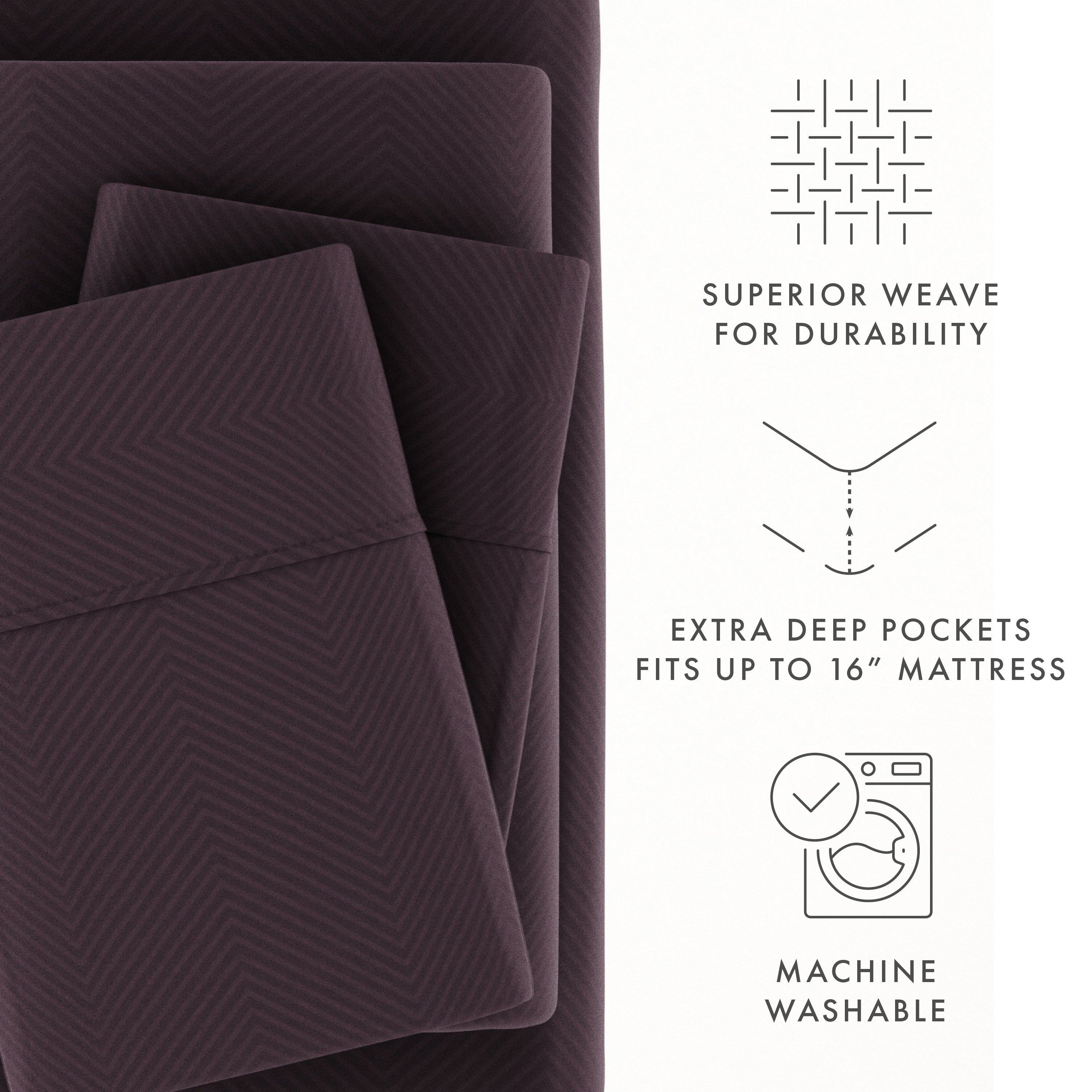 Chevron Embossed 4-Piece Sheet Set