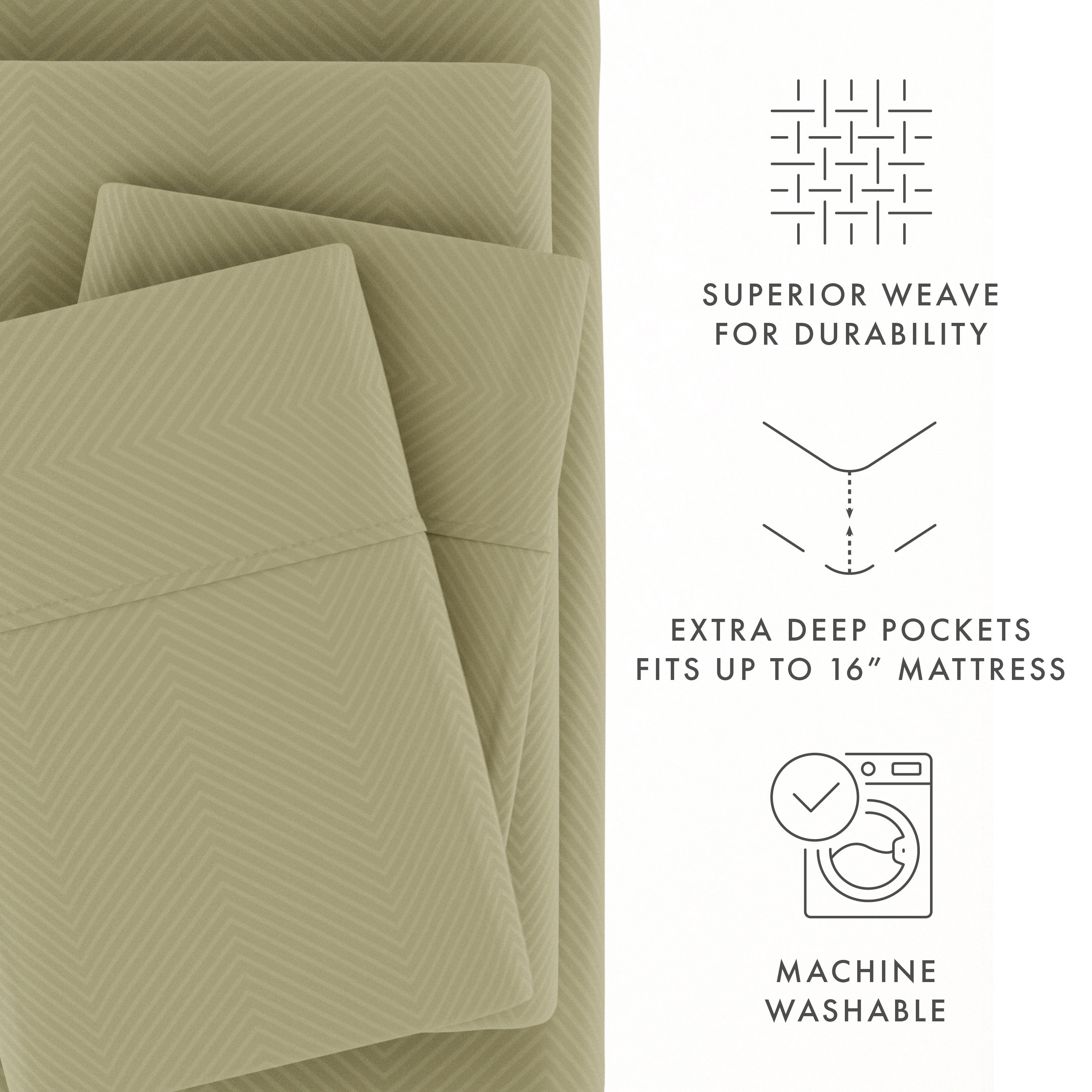 Chevron Embossed 4-Piece Sheet Set