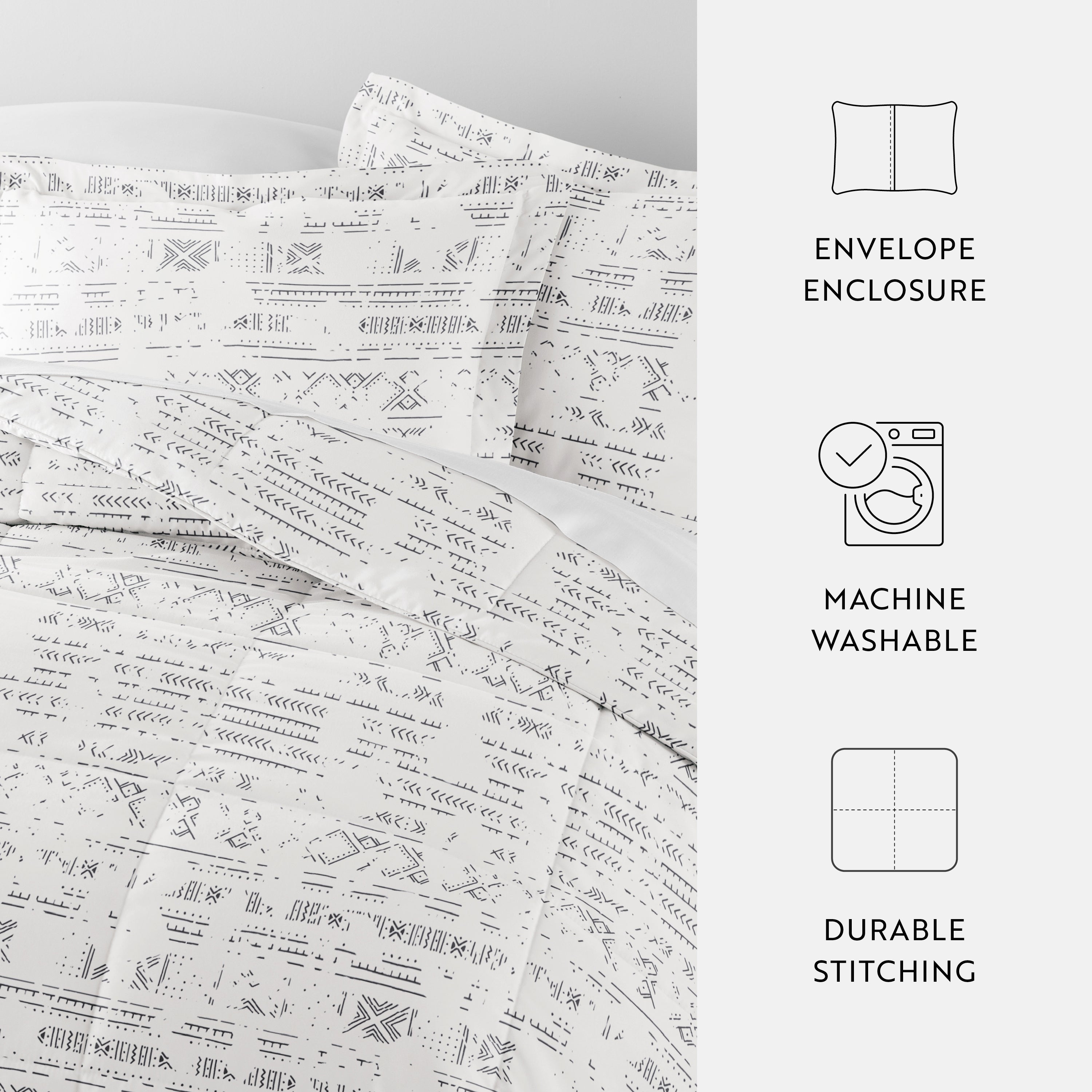 Distressed Field Patterned Down-Alternative Comforter Set