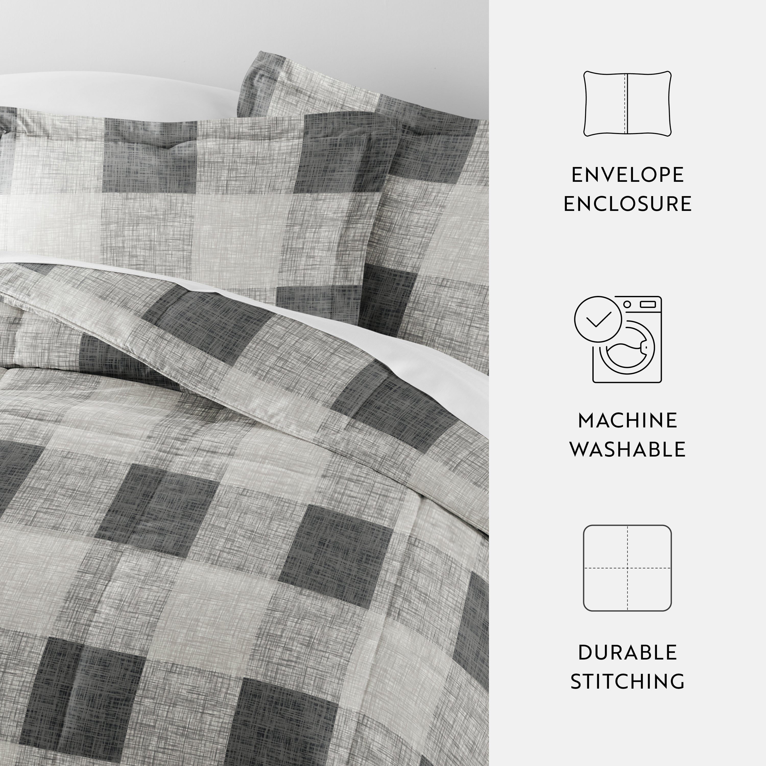 Gingham Patterned Down-Alternative Comforter Set