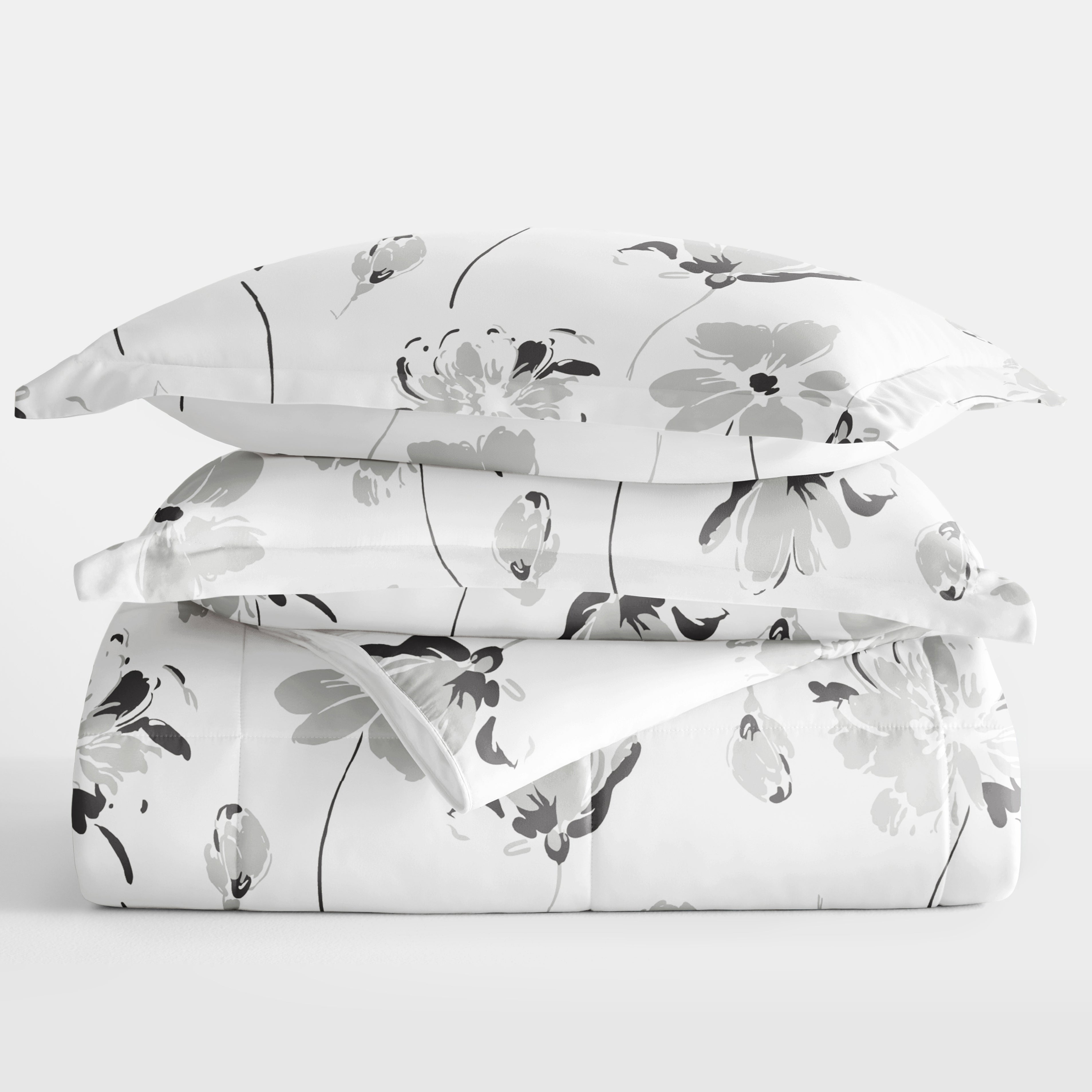 Magnolia Patterned Down-Alternative Comforter Set