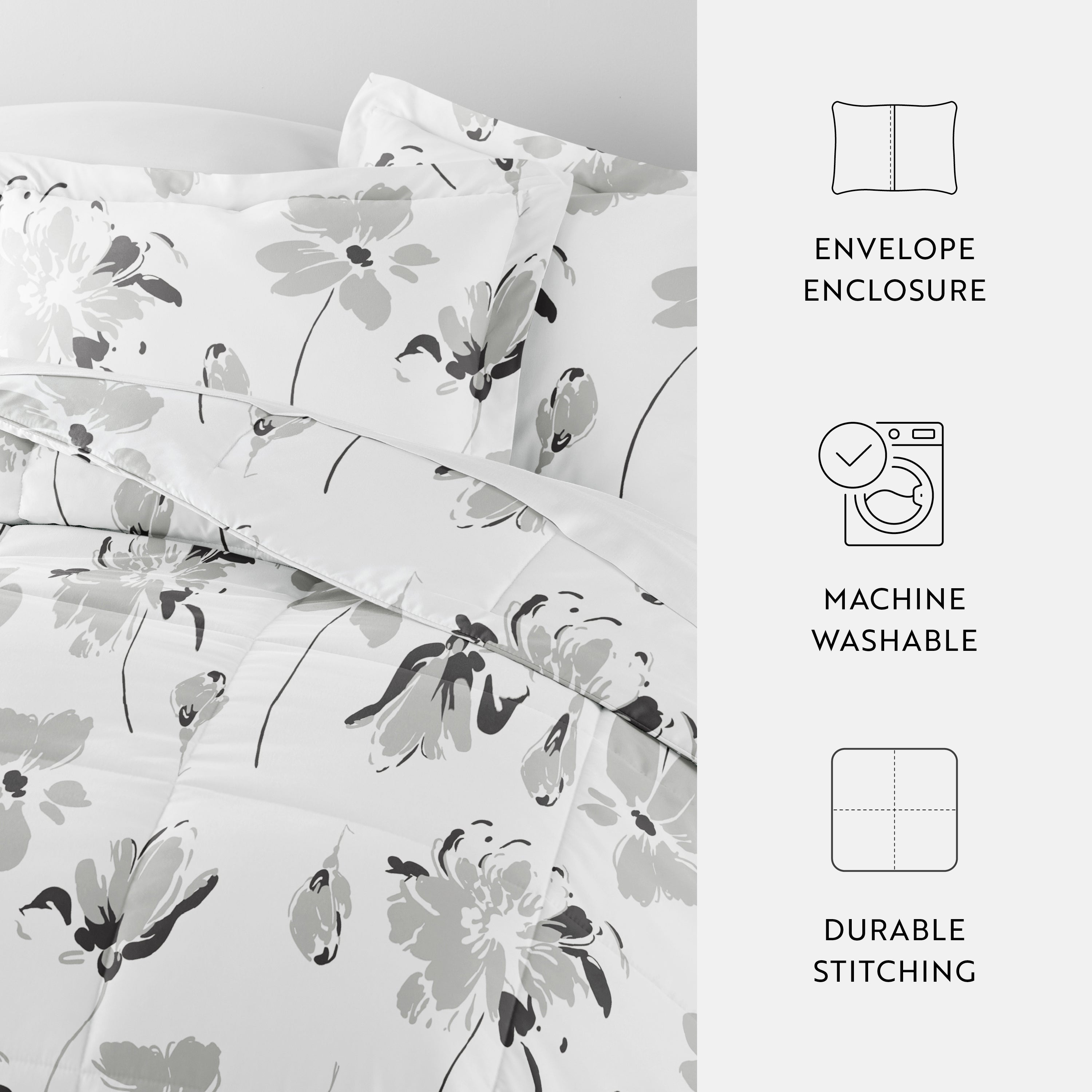 Magnolia Patterned Down-Alternative Comforter Set