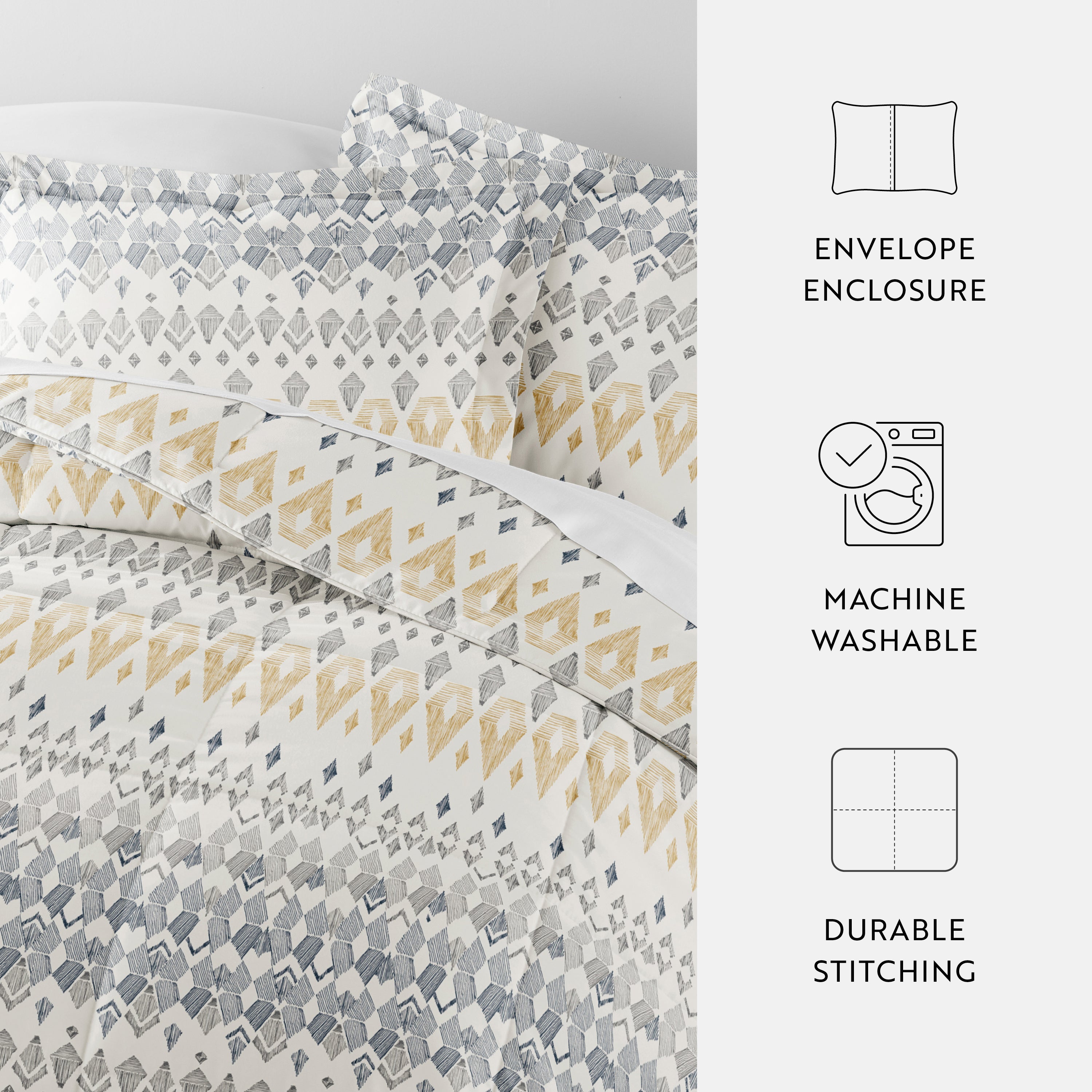 Mayan Stamp Patterned Down-Alternative Comforter Set