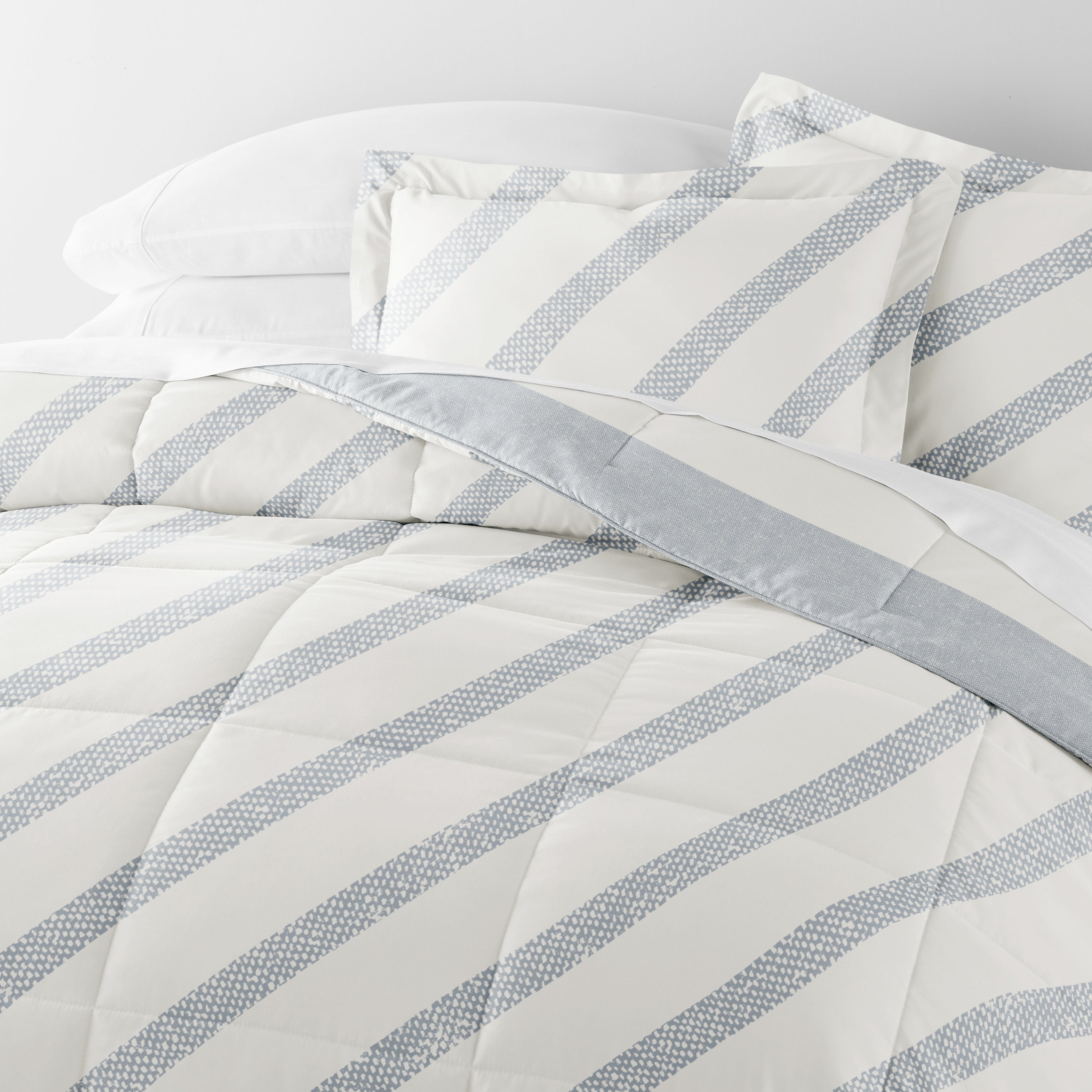 Distressed Stripe Patterned Down-Alternative Comforter Set